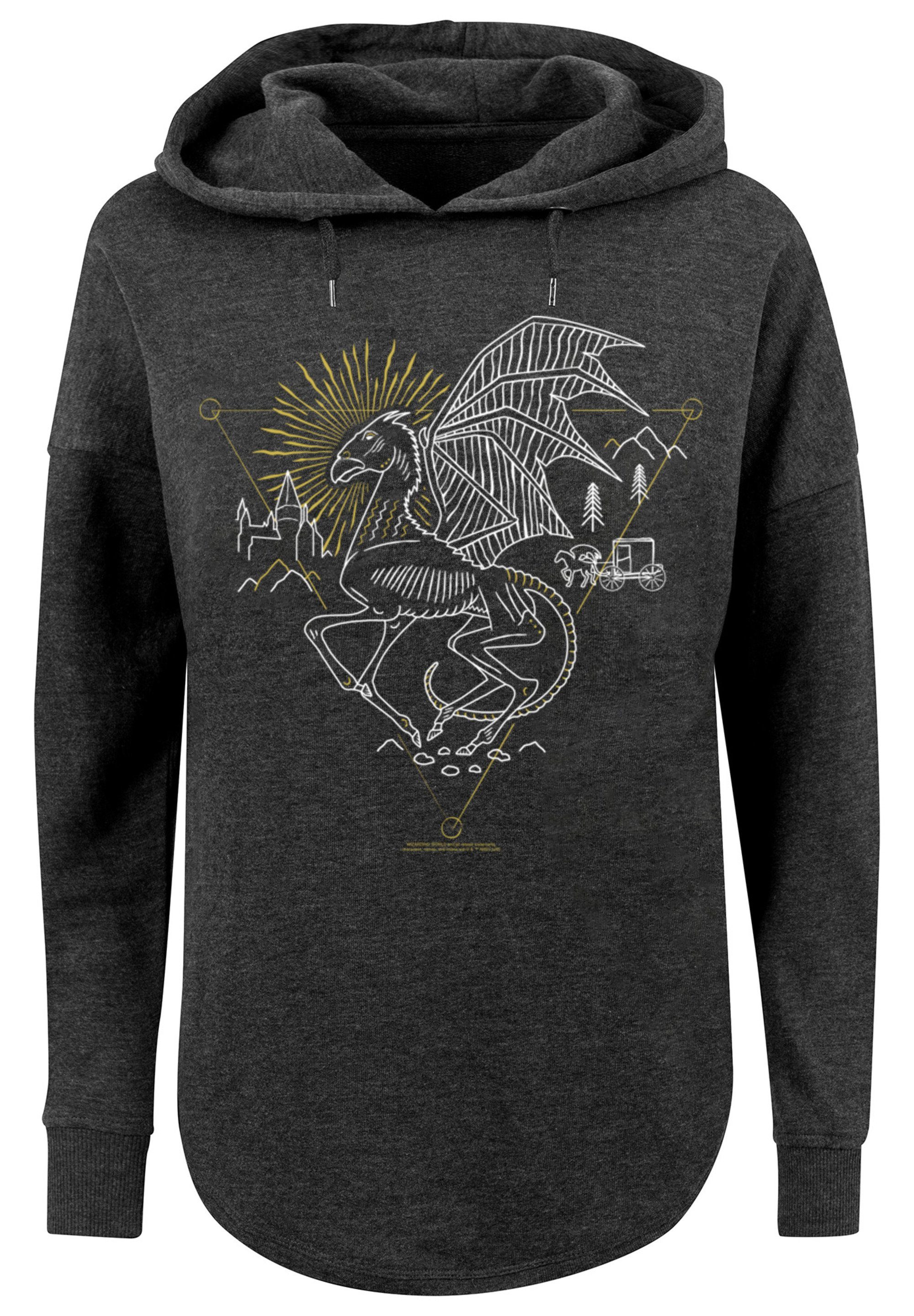 F4NT4STIC Kapuzenpullover Damen Harry Potter Thestral Line Art with Ladies Oversized Hoody (1-tlg) charcoal