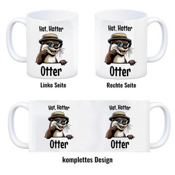 speecheese Tasse Cooler Otter Kaffeebecher mit Spruch Hot Hotter Otter