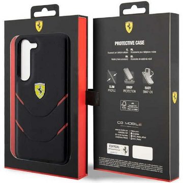 Ferrari Handyhülle Case Samsung Galaxy S23 Plus Kunstleder schwarz 6,6 Zoll, Kantenschutz