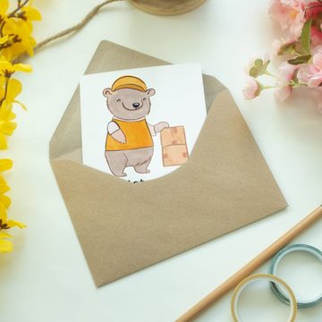 Mr. & Mrs. Panda Grußkarte Möbelpackerin Herz - Weiß - Geschenk, Geburtstagskarte, Umzugsservice, Hochglänzende Veredelung