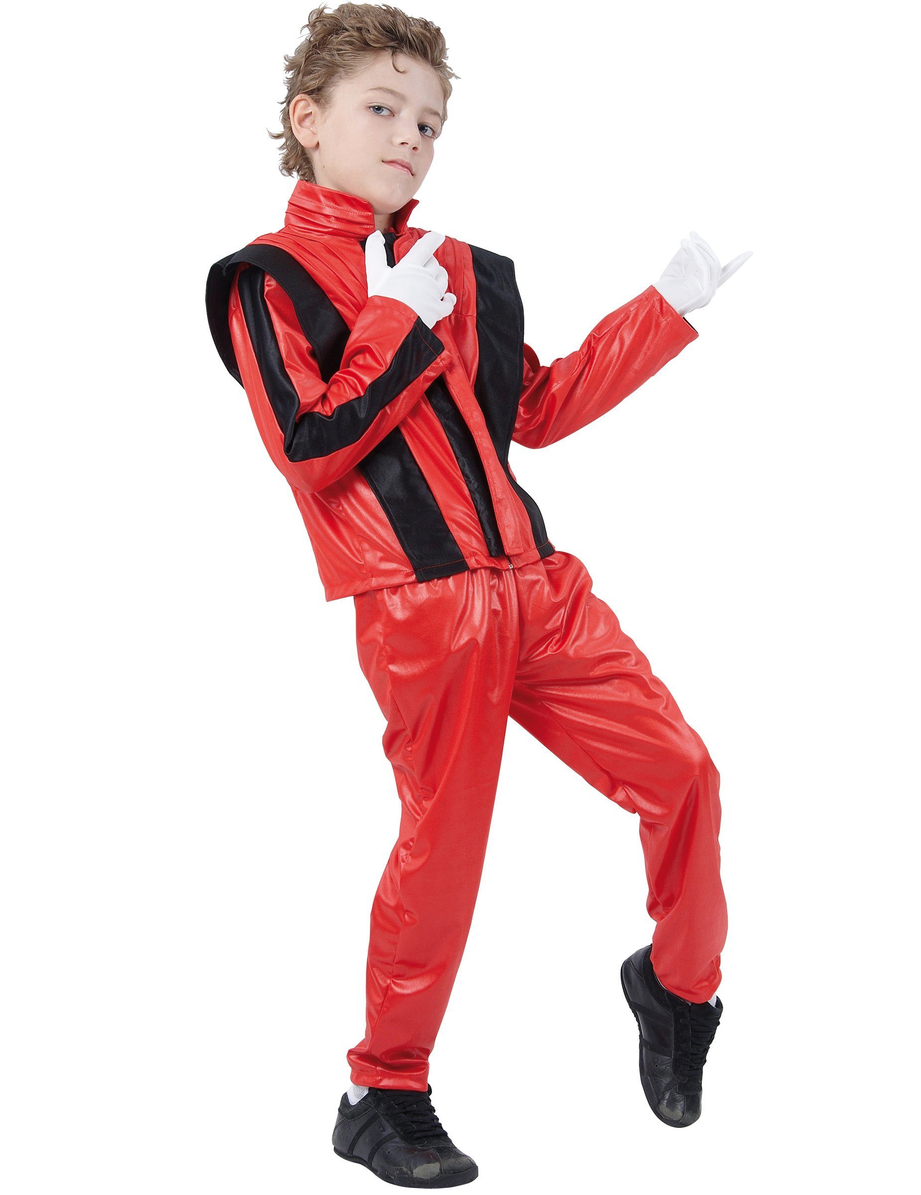 JADEO Kostüm Popstar-Kinderkostüm Rockstar-Kostüm für Kids rot-schwarz