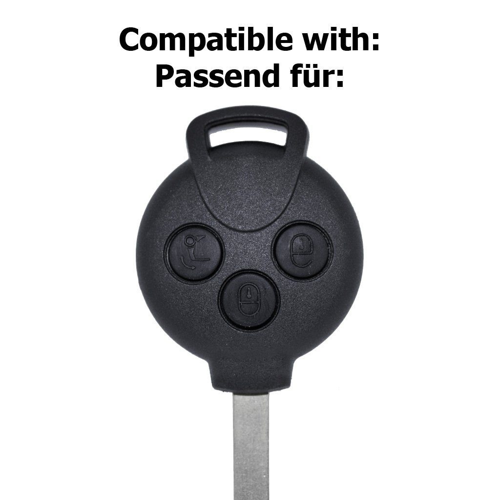 Silikon Coupe Smart Schlüsseltasche für Tasten Fernbedienung Autoschlüssel Grau, mt-key Softcase Funk Fortwo Schutzhülle 451 Cabrio 3
