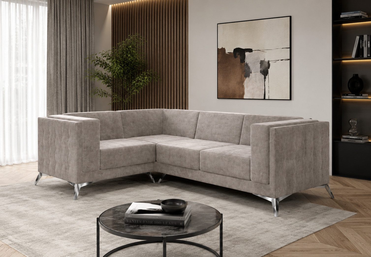 JVmoebel Ecksofa Stoff Couch in L-Form mit modernem Design und viel Platz Sofort, Made in Europa
