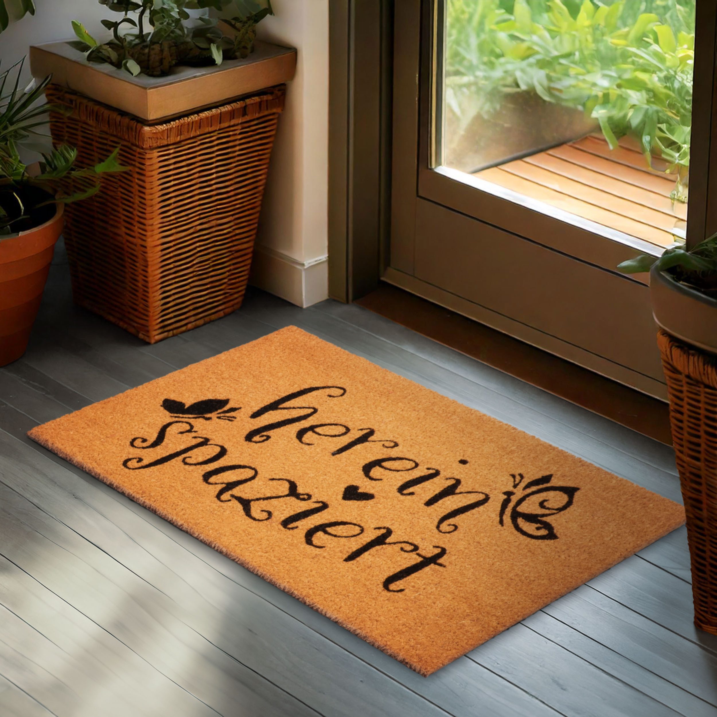 BRUBAKER Fußmatte Herein Spaziert - 45 x 75 cm Schmutzfangmatte Schmetterli günstig online kaufen