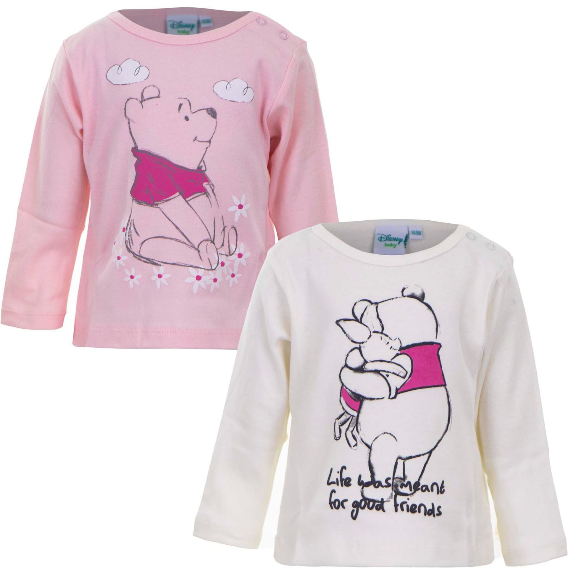 Disney Winnie Puuh Langarmshirt Winnie the Pooh Baby Langarmshirt 2er Pack Rosa 100% Baumwolle
