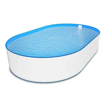 Paradies Pool Ovalpool, Stahlwandpool weiß Folie blau oval 360x737x135cm
