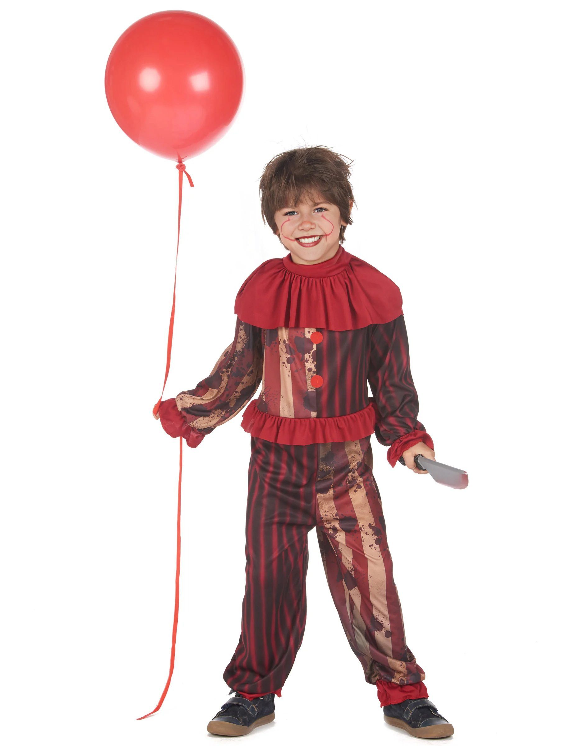 JADEO Clown-Kostüm Killerclown Halloween-Kostüm für Jungen rot-schwarz-weiß