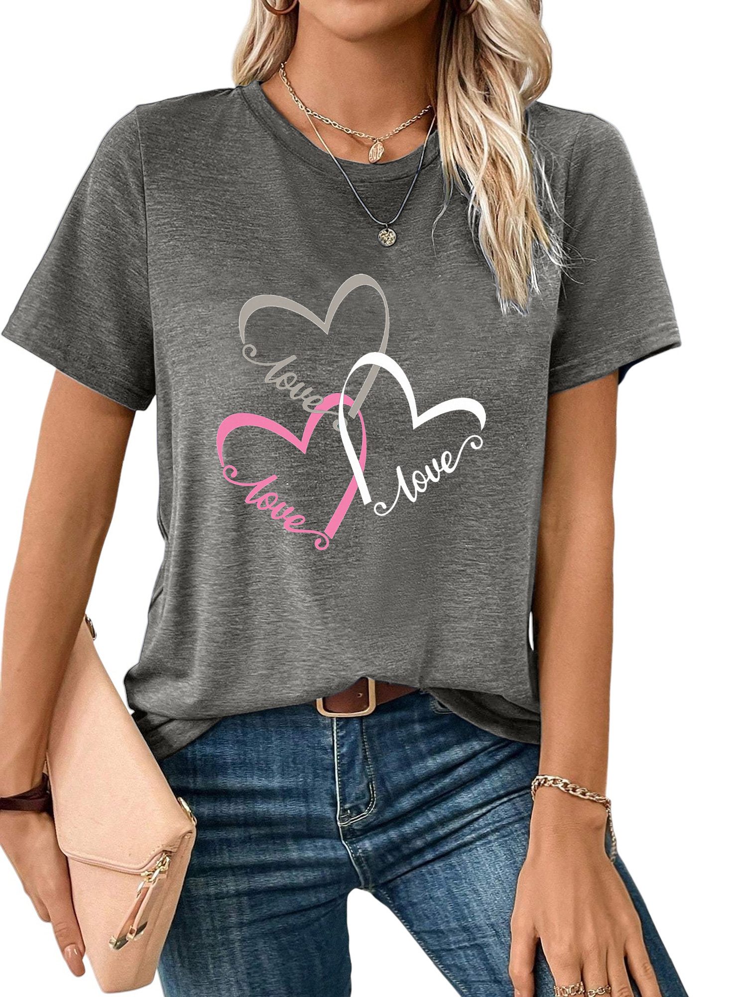 PYL Print-Shirt Damen Sommer Kurzarmbluse Locker günstig online kaufen