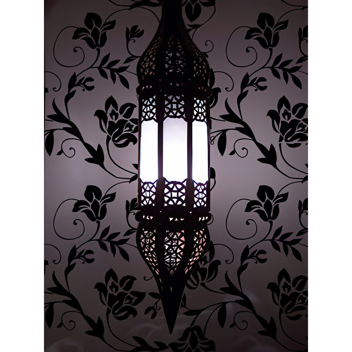 Marrakesch Orient & Mediterran Interior Deckenleuchte Orientalische Deckenlampe Rihana handgemacht aus Metall in Weiß 56 cm, ohne Leuchtmittel, Handarbeit