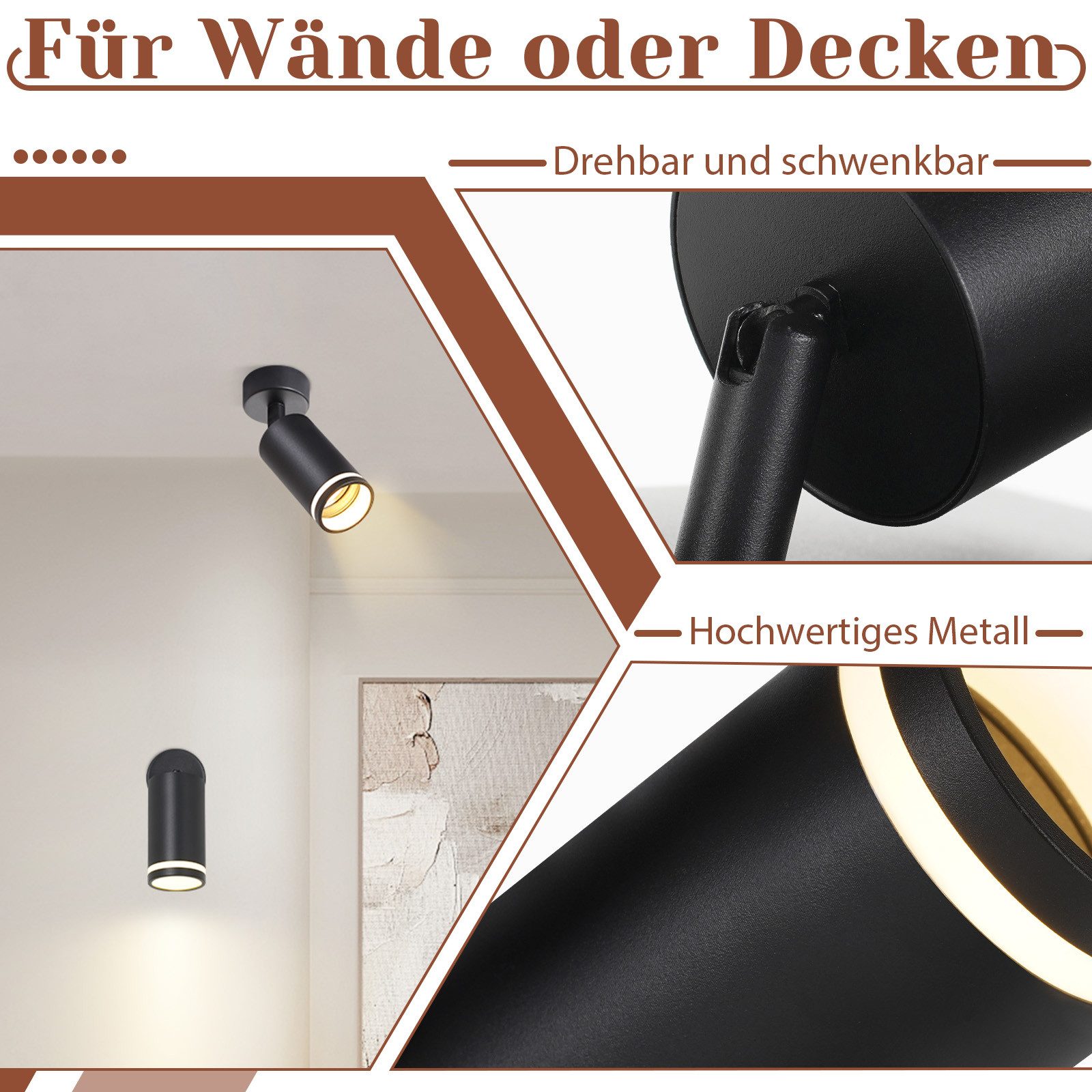 ZMH Deckenstrahler 1 Flammig Schwarz/Weiß Modern günstig online kaufen