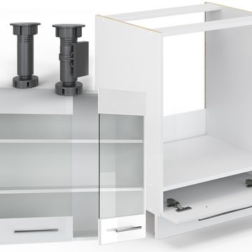 Livinity® Winkelküche Fame-Line, Weiß Hochglanz/Weiß, 160 x 190 cm, AP Marmor