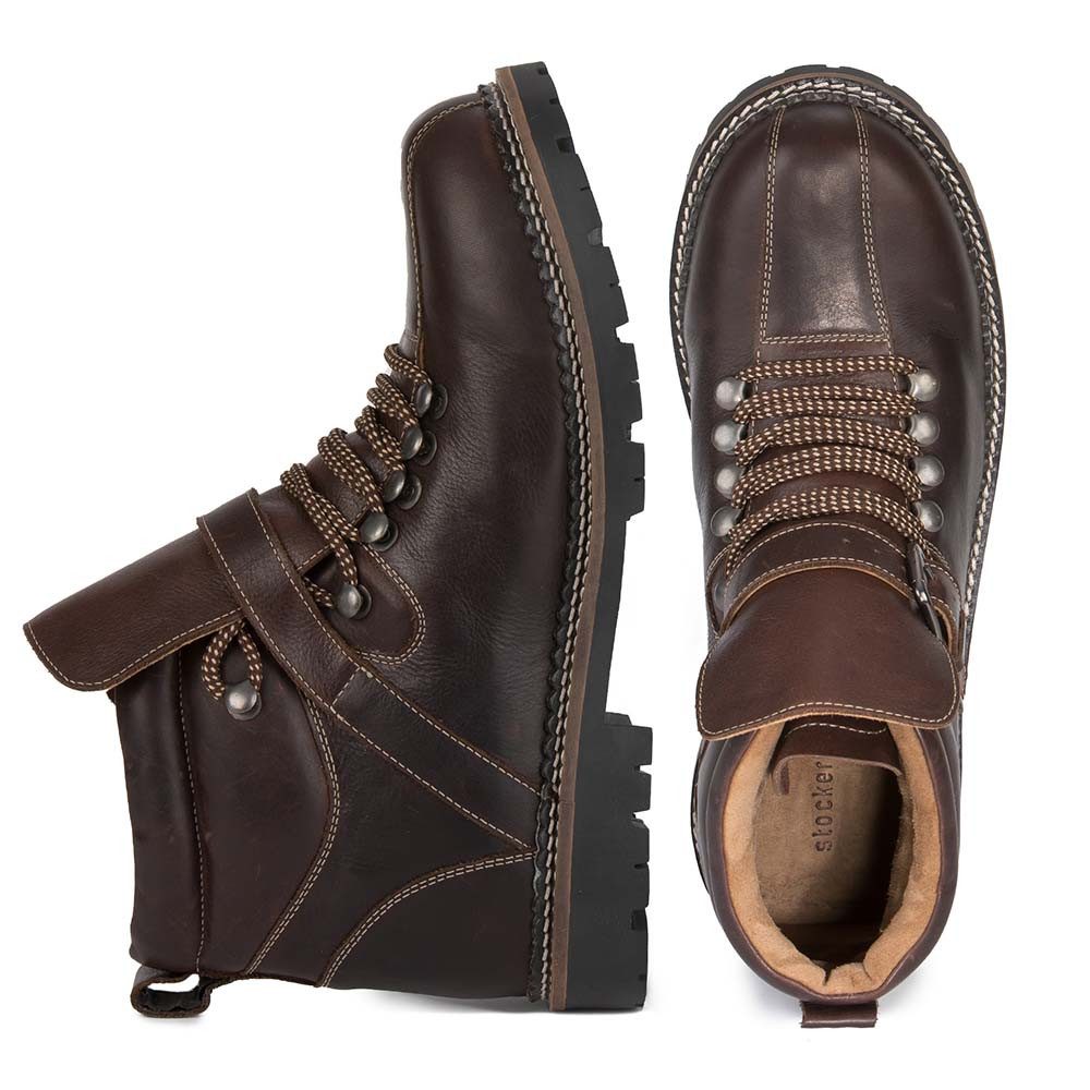 Stockerpoint Trachtenschuhe Tiago dunkelbraun gespeckt Schnürboots