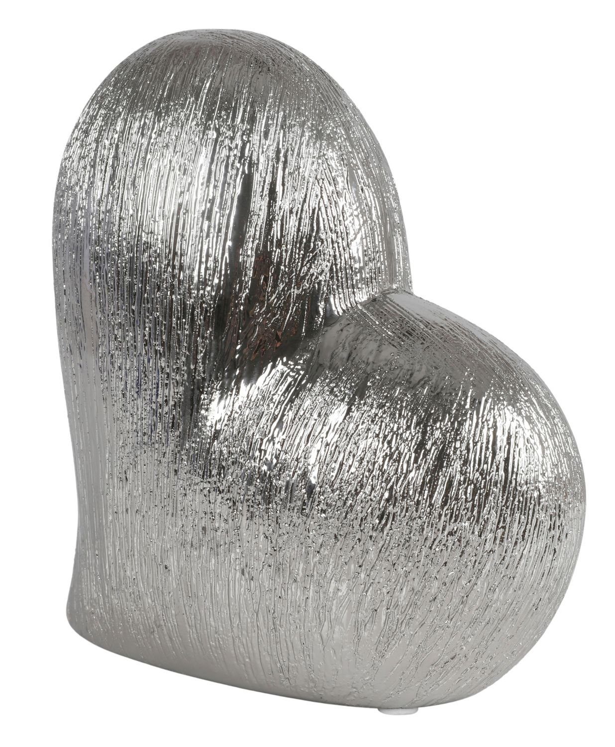 BURI Dekofigur Keramik Deko-Herz in Silber Dekoelement Dekoration Raumschmu günstig online kaufen