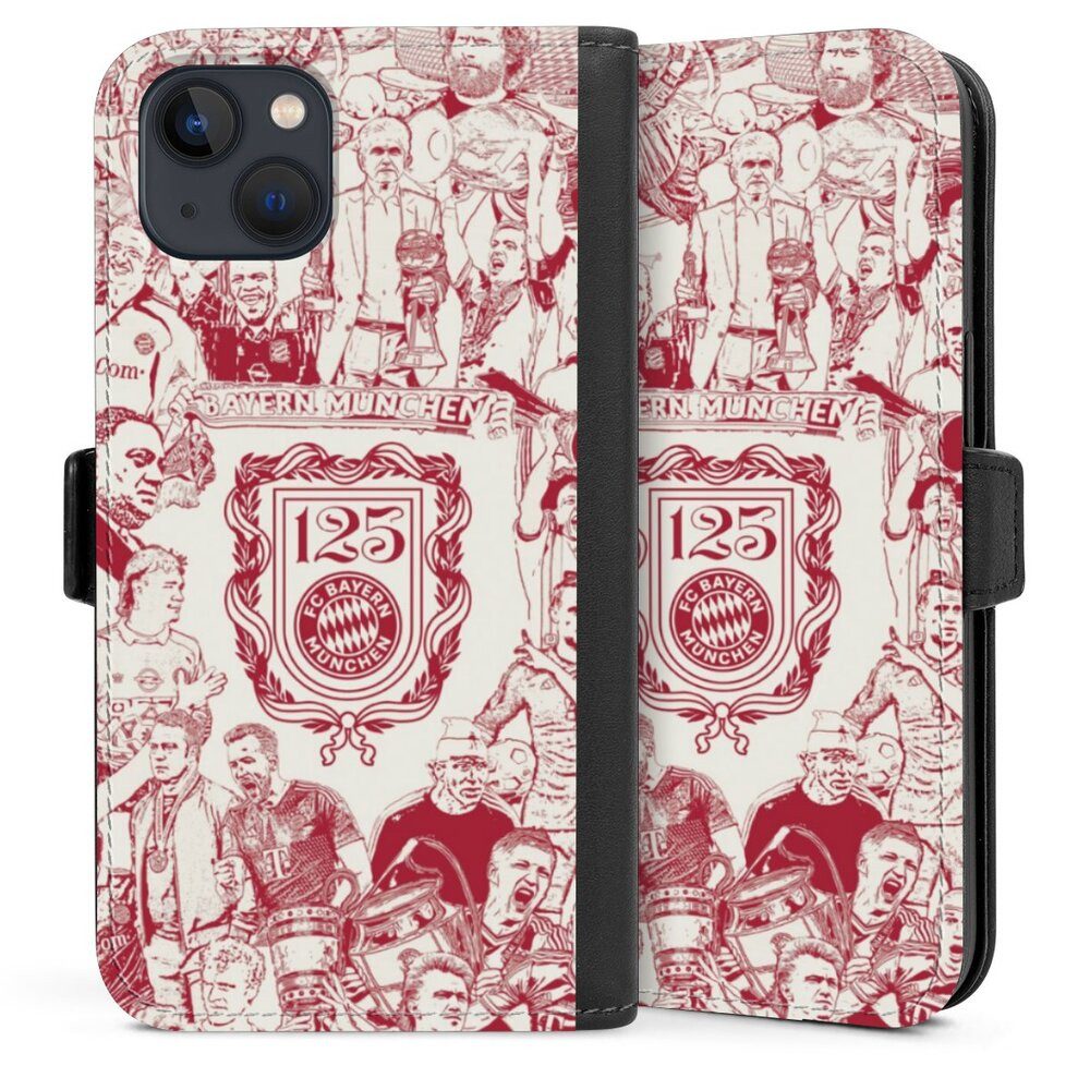 DeinDesign Handyhülle FCB 125 Jahre FC Bayern München Offizielles Lizenzprodukt, Apple iPhone 13 Hülle Handy Flip Case Wallet Cover Handytasche Leder
