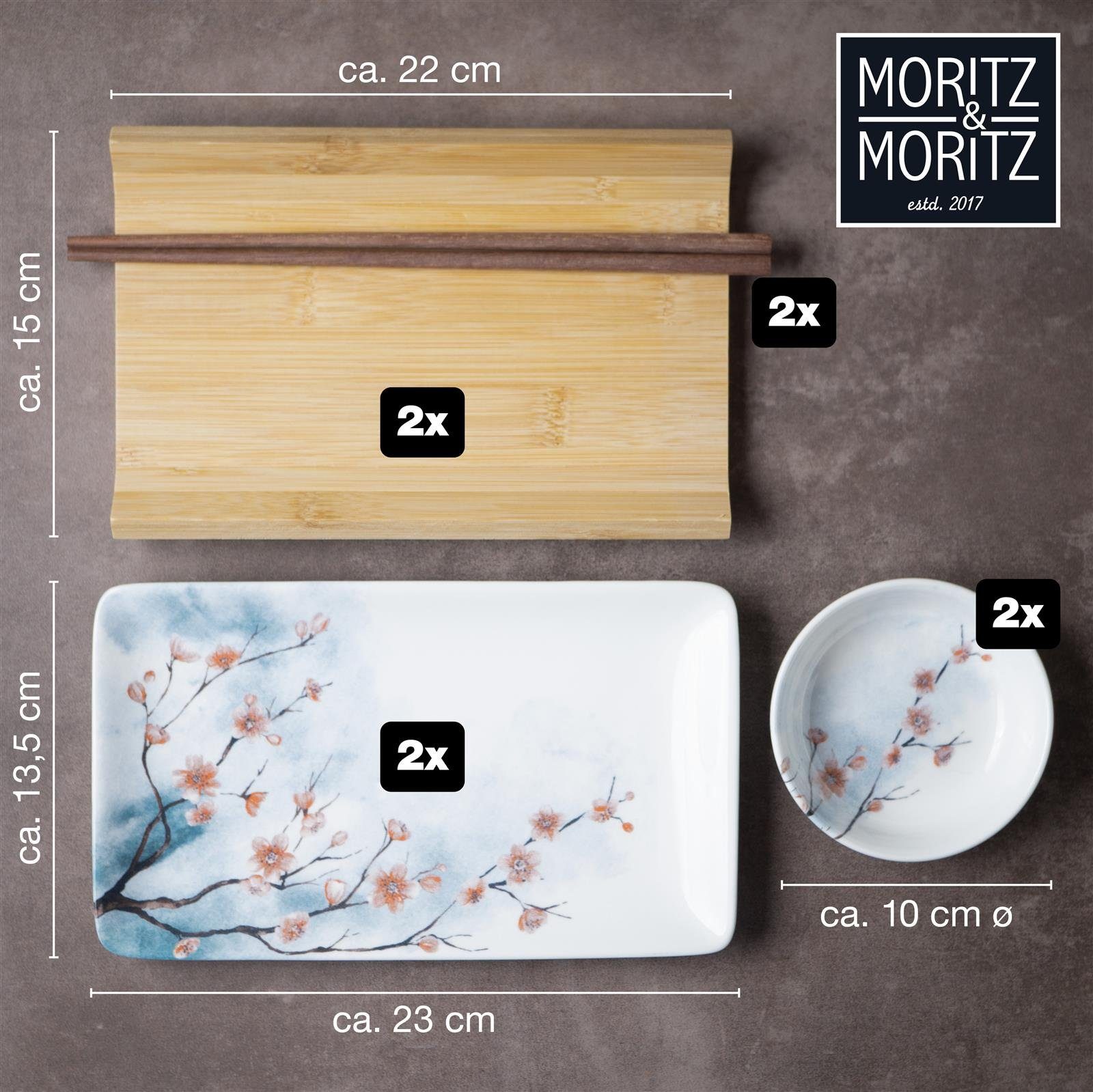 Moritz & Moritz Geschirrset für Personen Moritz Tafelservice 10 & Gourmet Sushi Moritz teilig (8-tlg), Personen, - 2 Set 2 Kirschblüten