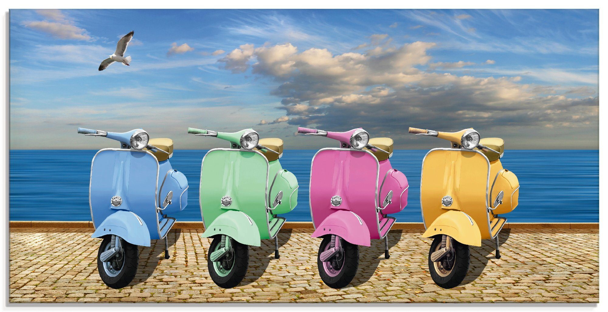 Artland Glasbild Vespa-Roller in bunten Roller in St), Motorräder (1 Farben, verschiedenen & Größen