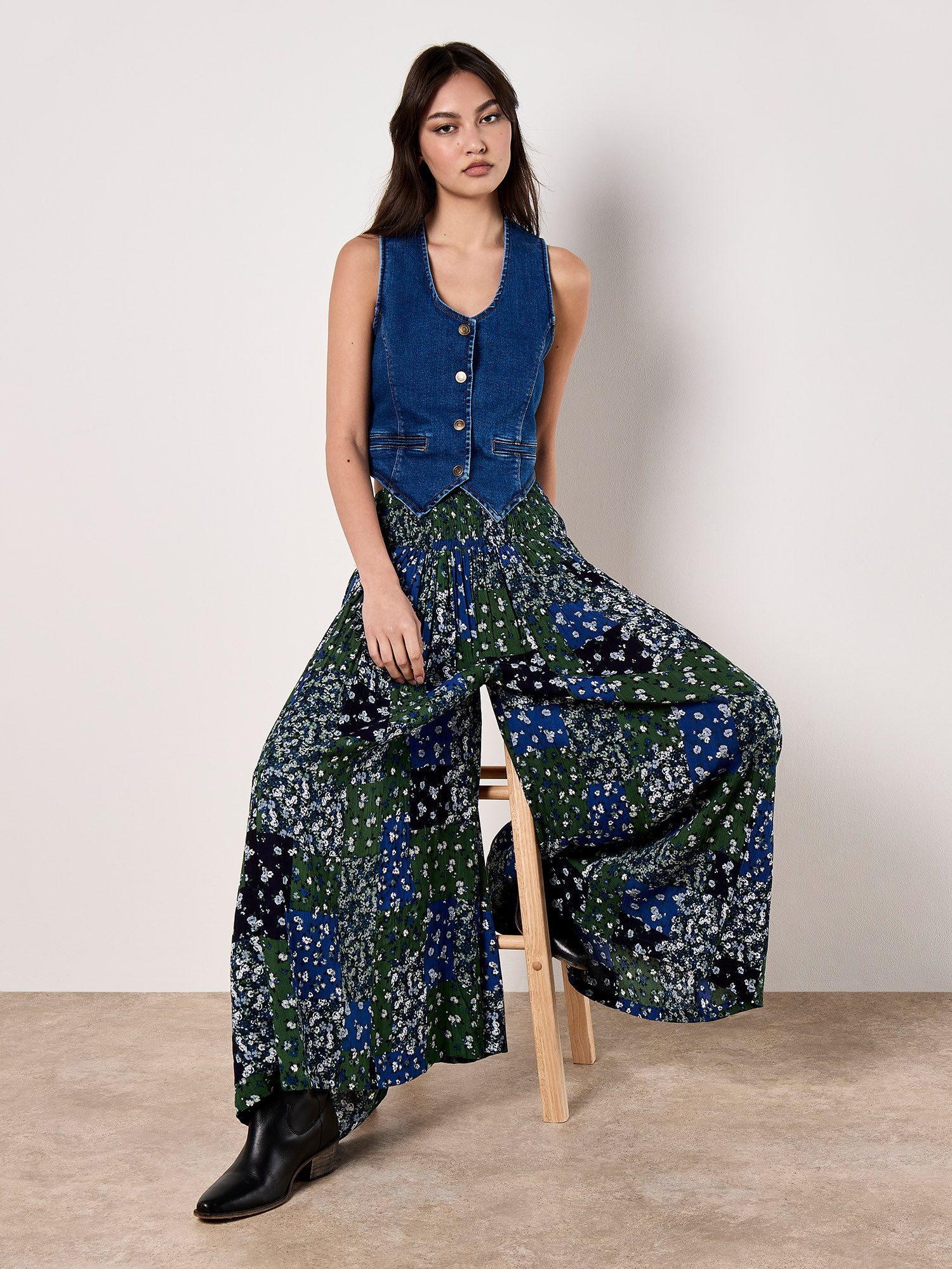 Apricot Culotte Hose im Patchwork-Design mit super weitem Bein günstig online kaufen