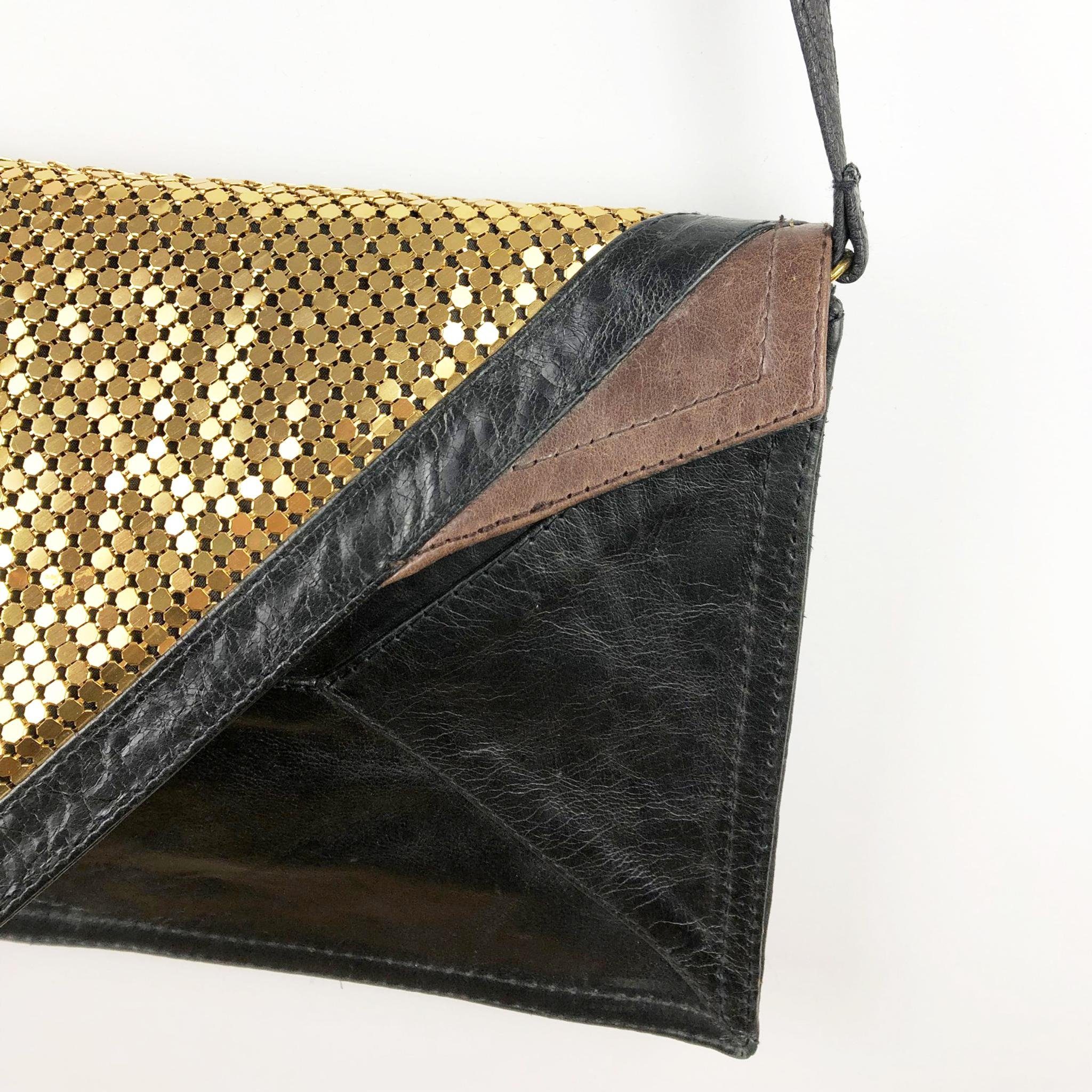 FLAT BAG GOLDEN Handtasche Tasche Vintage goldmarie pailletten braun gold, Leder