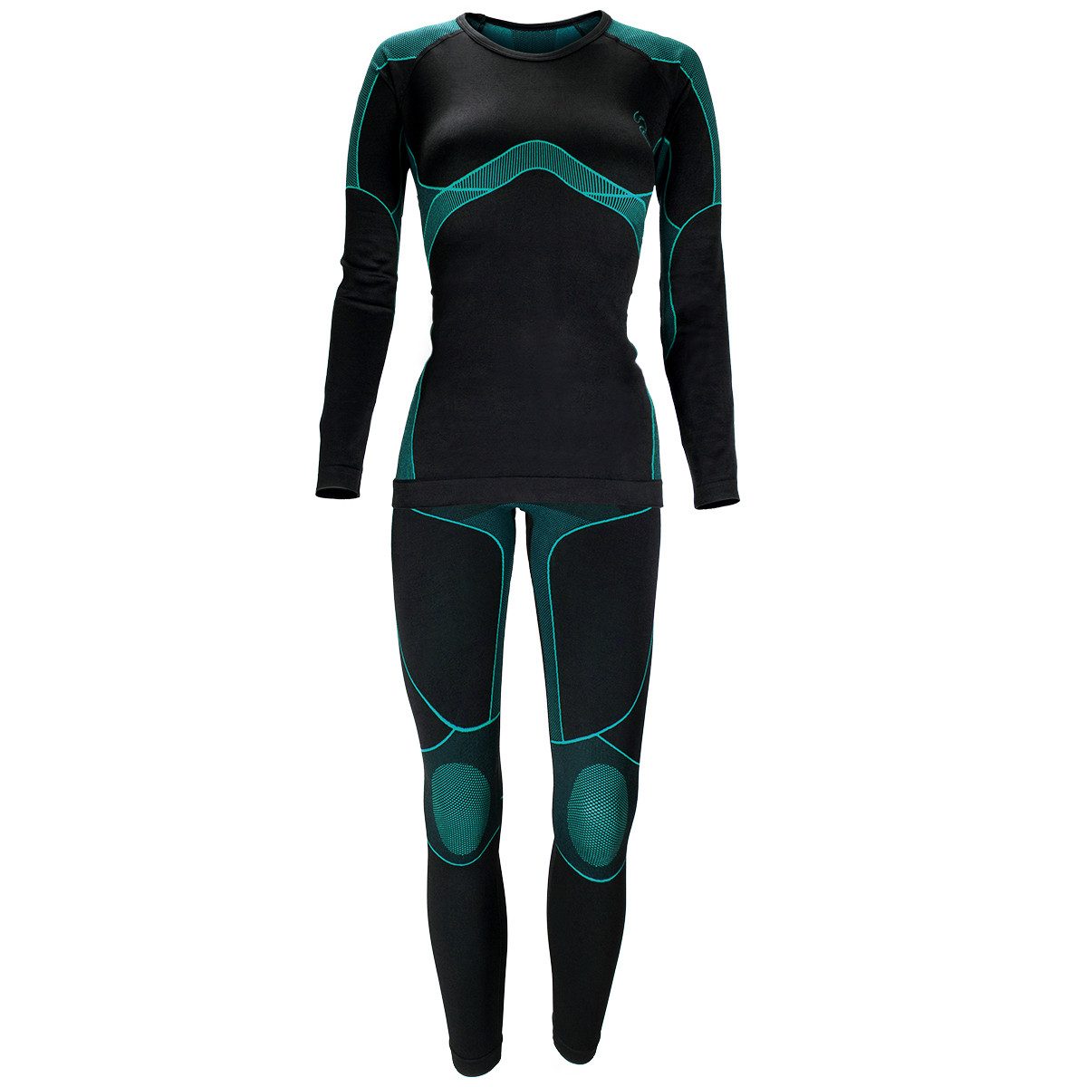 Black Snake Seamless Shirt Damen Thermounterwäsche Set Seamless Funktionsunterwäsche (Funktionswäsche-Set, Langarmshirt und Thermohose für Damen) Nahtloses Thermounterwäsche Set mit Kompressionszonen