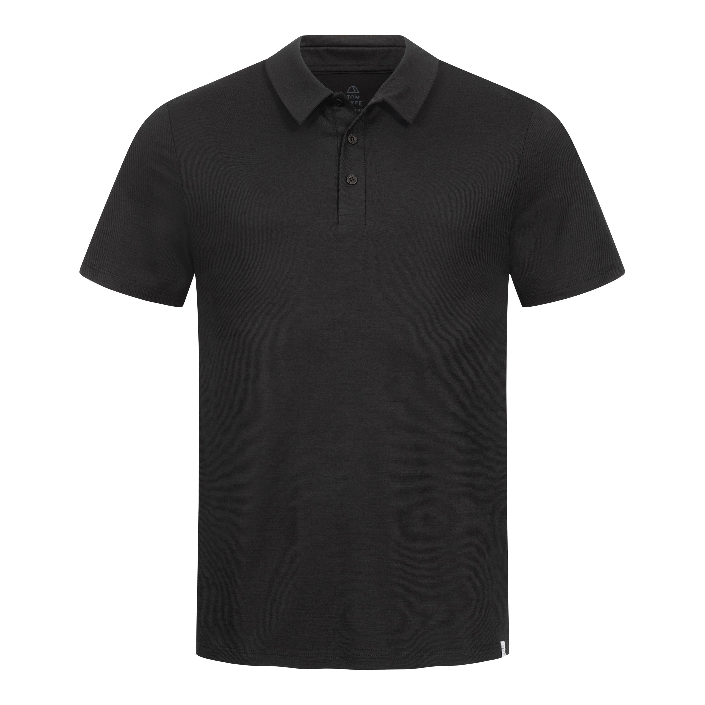 Tom Fyfe Poloshirt TOM FYFE Merino Polo-Shirt Herren Schwarz / XL