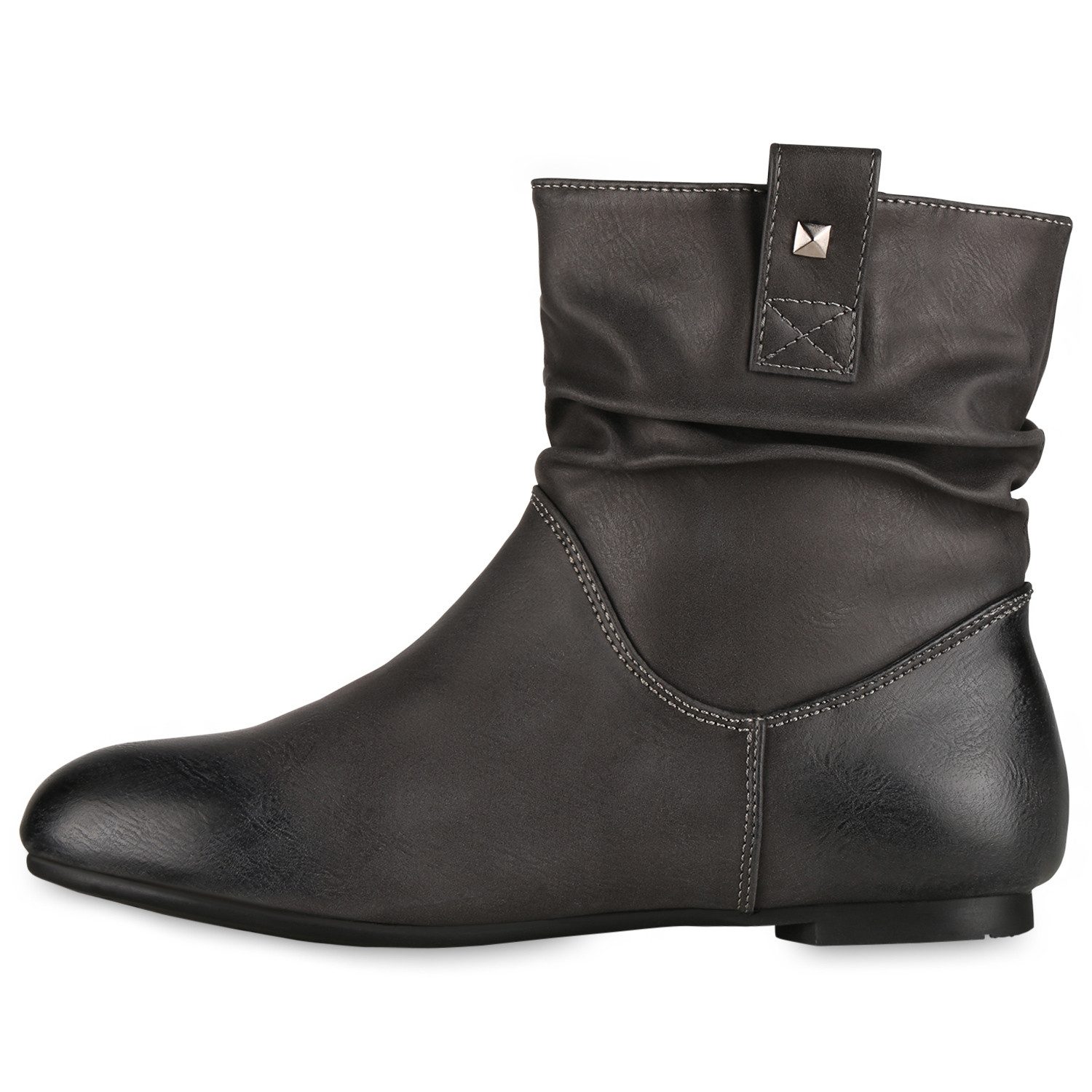 VAN HILL 811678 Schlupfboots Gefütterte Damen Schlupfstiefel Nieten Stiefeletten Leder-Optik – Bild 2 von 3