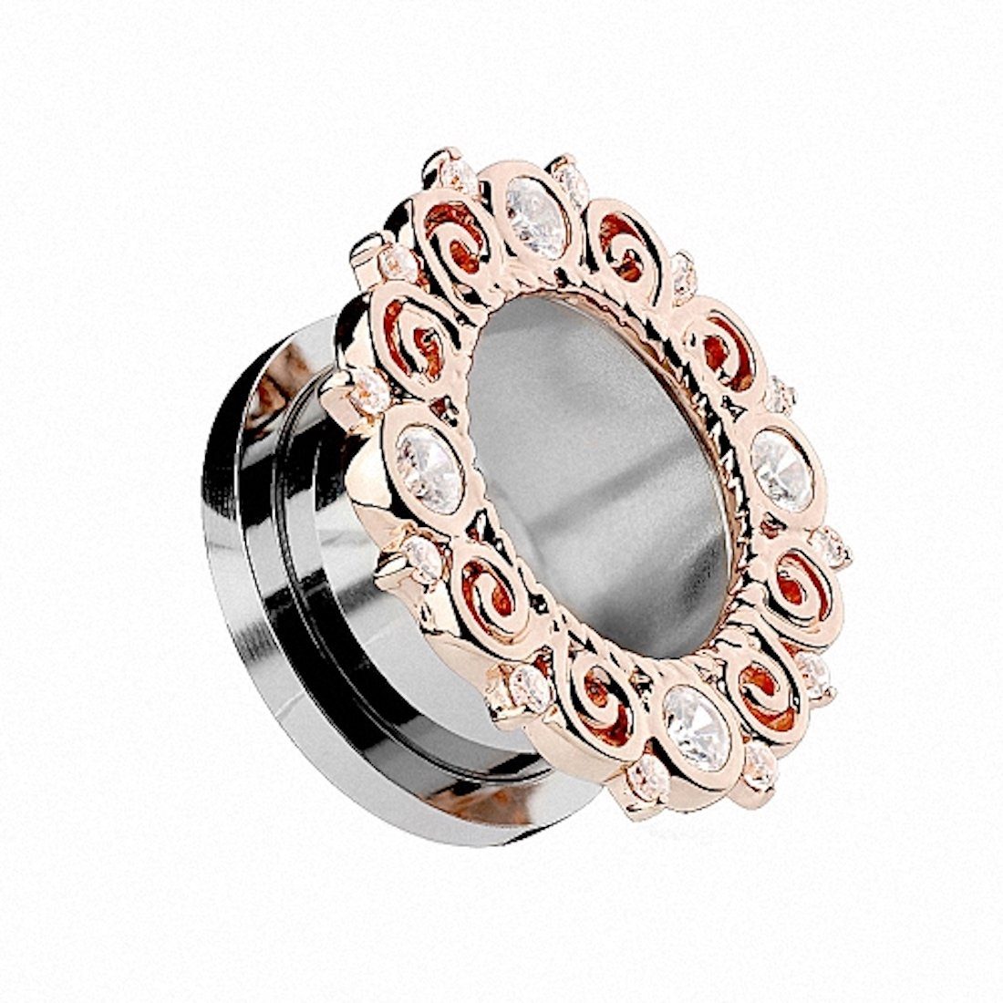 Taffstyle Plug Piercing Vintage Tribal Kristallen Rand Roségold, Flesh Tunn günstig online kaufen