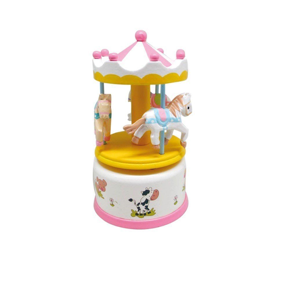 Musicboxworld Spieluhr Karussell rosa-weiss 135 mm