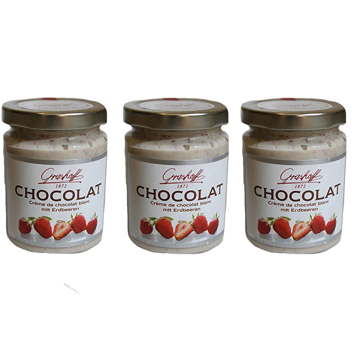 Grashoff Schokoaufstrich, Grashoff Chocolat Blanc Erdbeeren aus weißer Schokolade 250ml 3er Pack