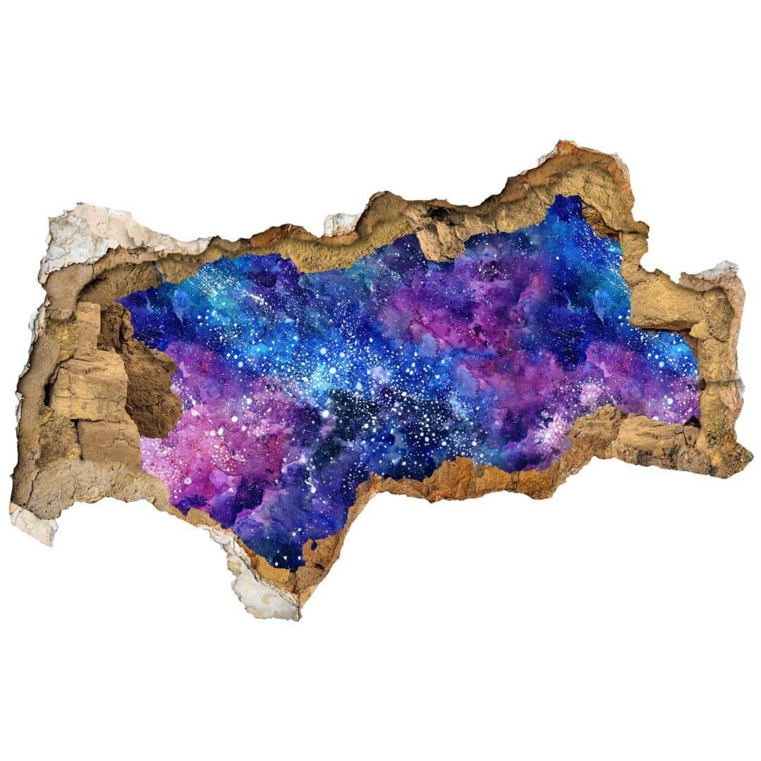 K&L Wall Art Mauerdurchbruch Wandbild Weltall Sternenstaub 3D Wandtattoo Galaxie, Nebula selbstklebend Universum Wandtattoo Aufkleber