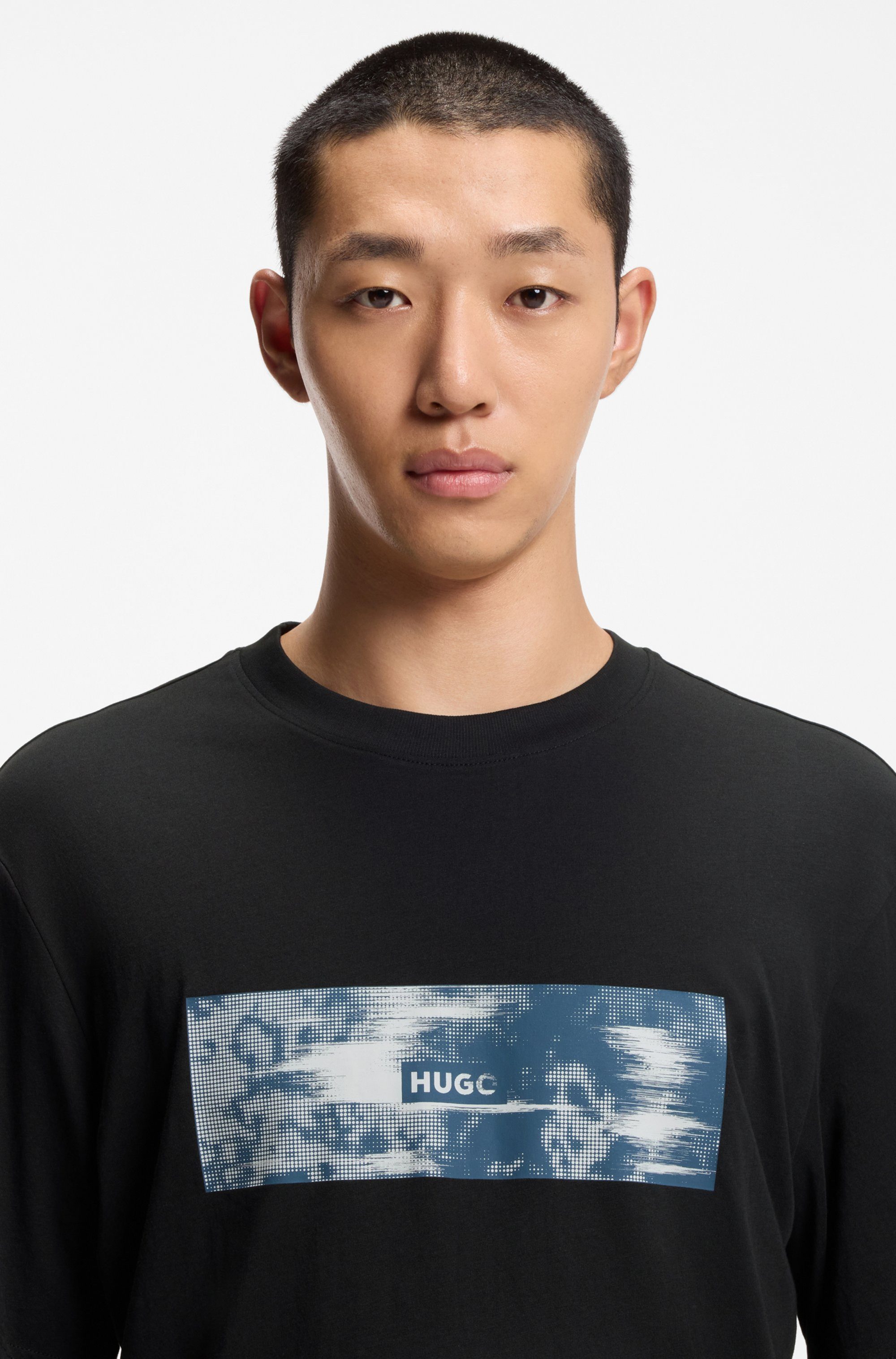 HUGO Blue T-Shirt Napolux Rundhalsausschnitt, regular fit, Logodruck günstig online kaufen