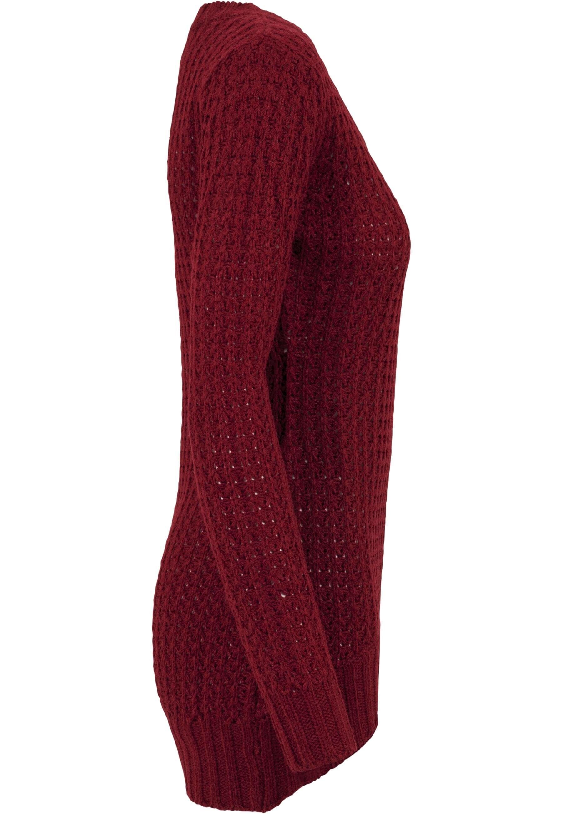 URBAN CLASSICS Kapuzenpullover Damen Sweater (1-tlg) Wideneck Long Ladies burgundy