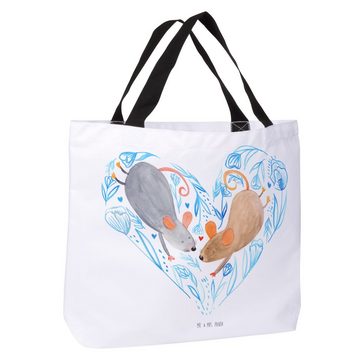 Mr. & Mrs. Panda Shopper Mäuse Herz - Weiß - Geschenk, Ehemann, Freundin, Liebespaar, Einkaufs (1-tlg), Modisches Design