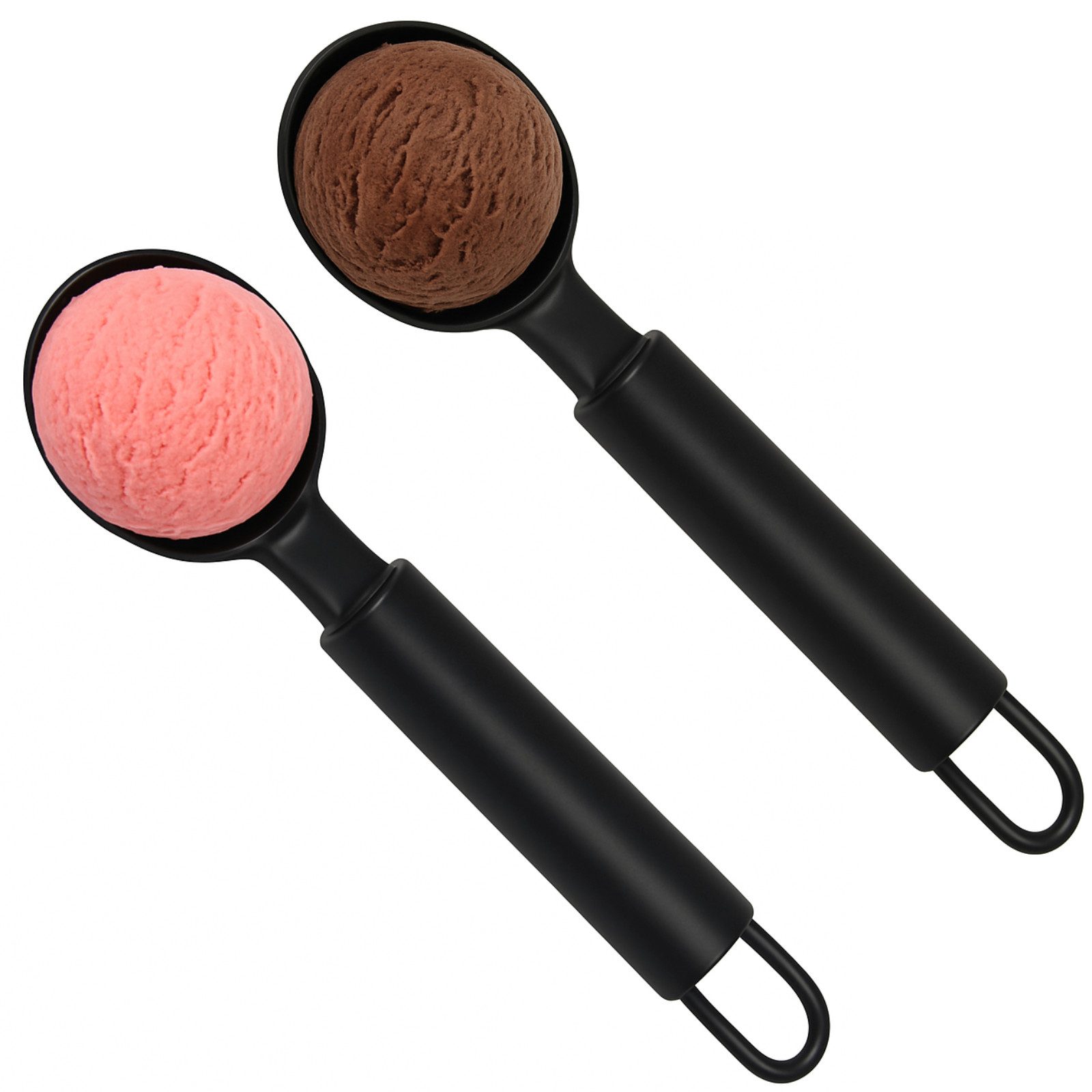 Koopman Eisportionierer Ложки для мороженого Eiskugellöffel Portionierer Ложки Metall 2 Stk, Aufhängöse, Spülmaschinengeeignet, Schwarz, Gastronomie, Langlebig