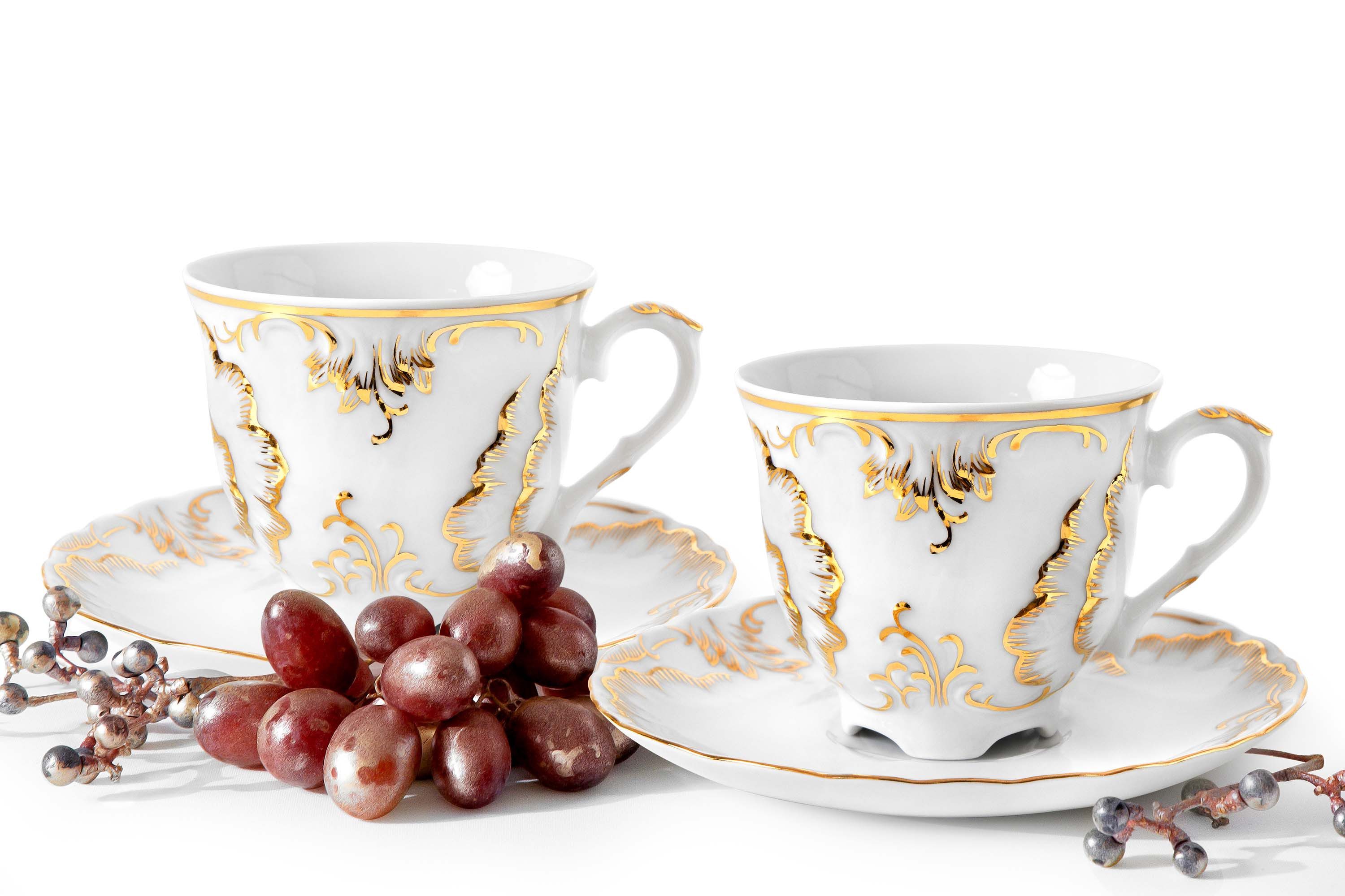 Kaffeeservice CMIELOW ROCOCO Kaffeetassen-Set für 2 Personen, handgefertigt
