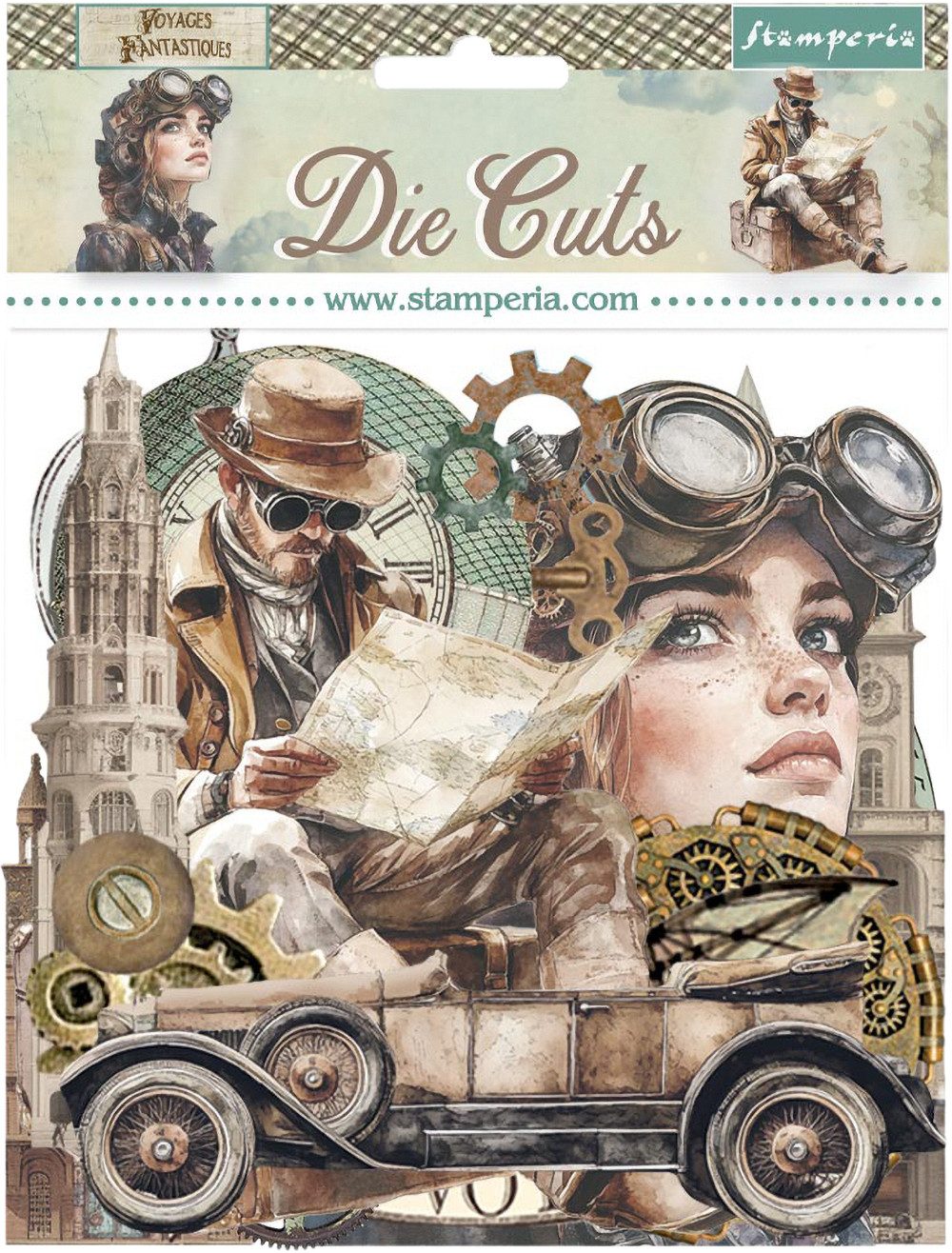 Stamperia Motivschablone Stanzmotive Voyages Fantastiques, 37 Teile