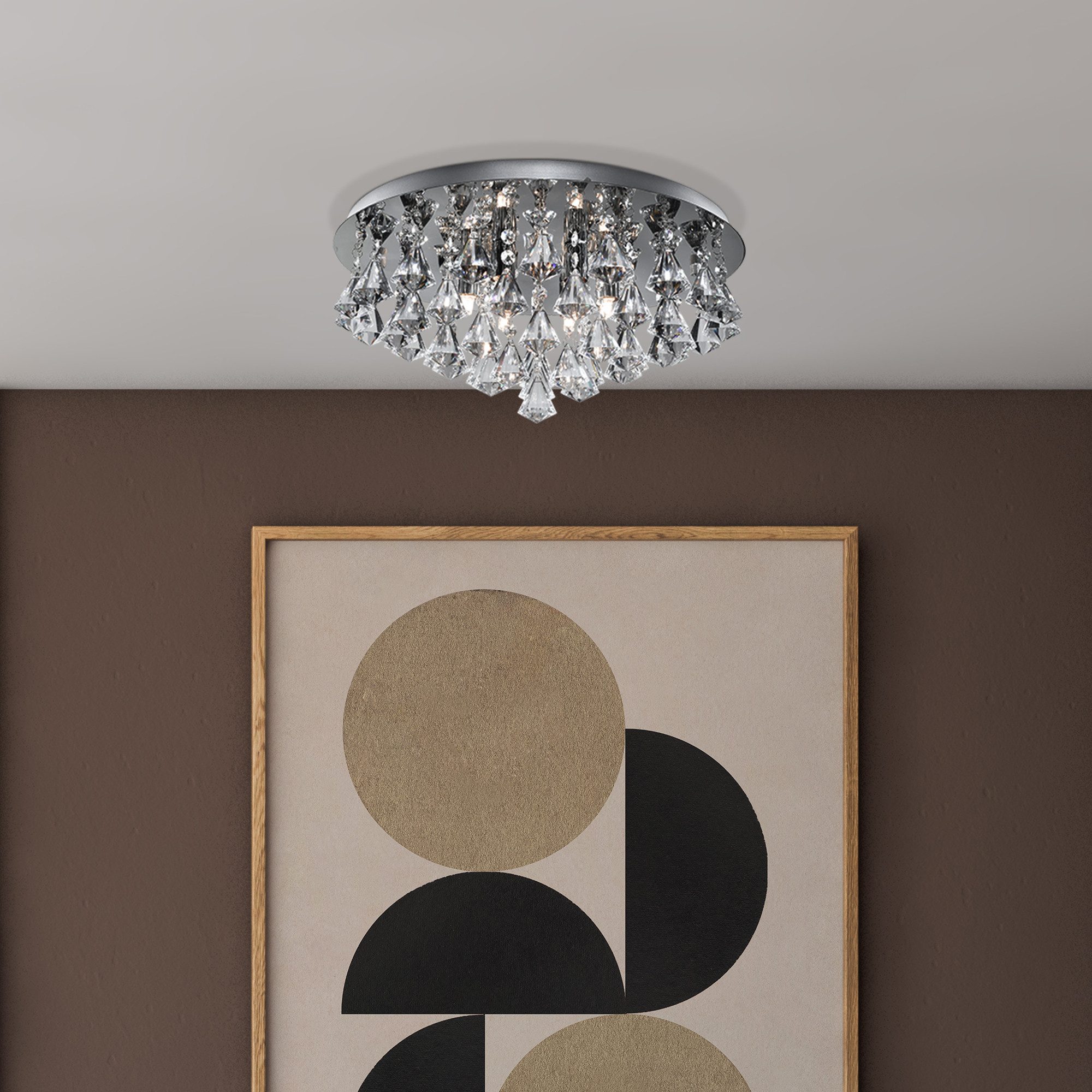 Searchlight Deckenleuchte Hanna 6Lt Flush - Chrome Metal & Clear Crystal, Leuchtmittel wechselbar