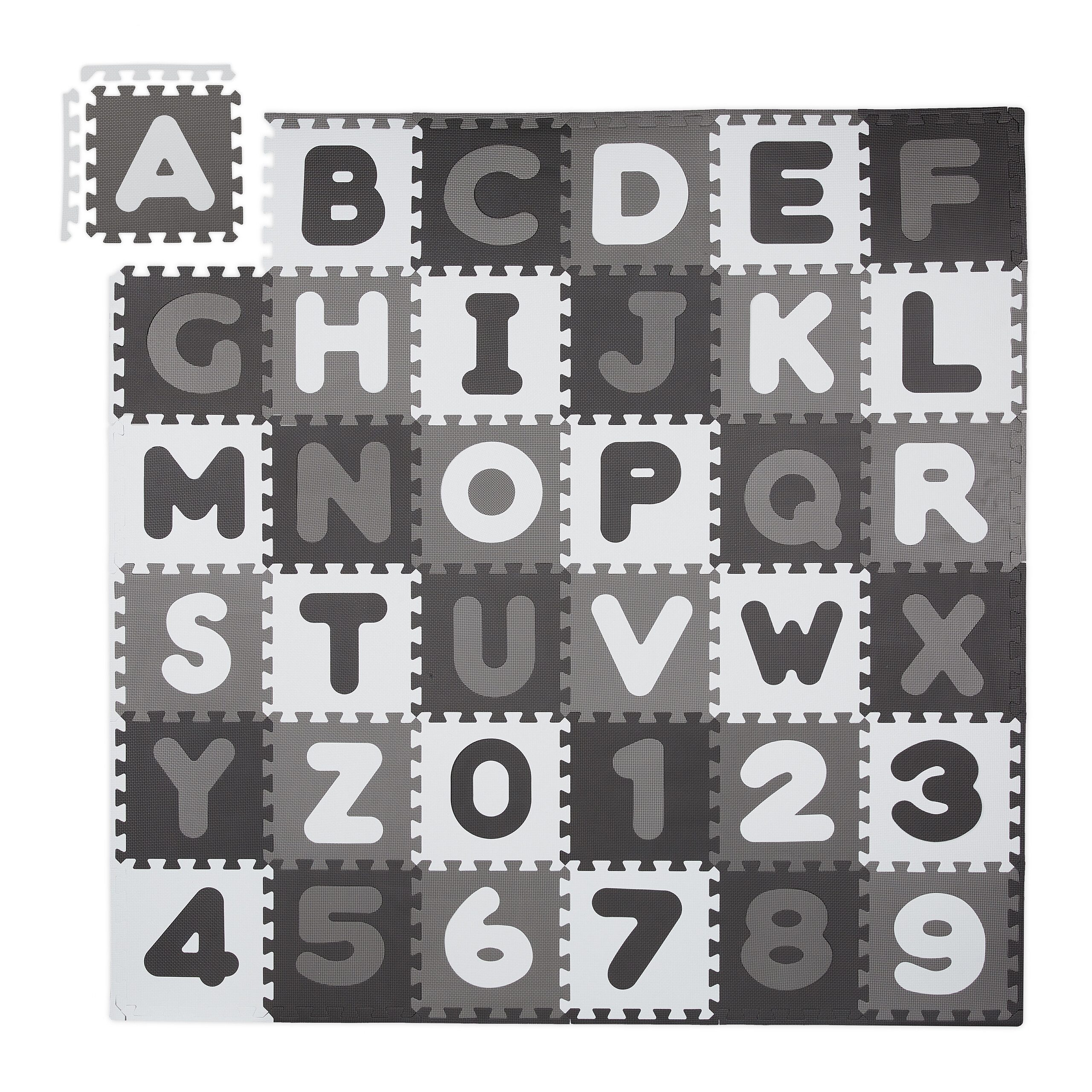 relaxdays Spielmatte Puzzlematte ABC und Zahlen (60-St)
