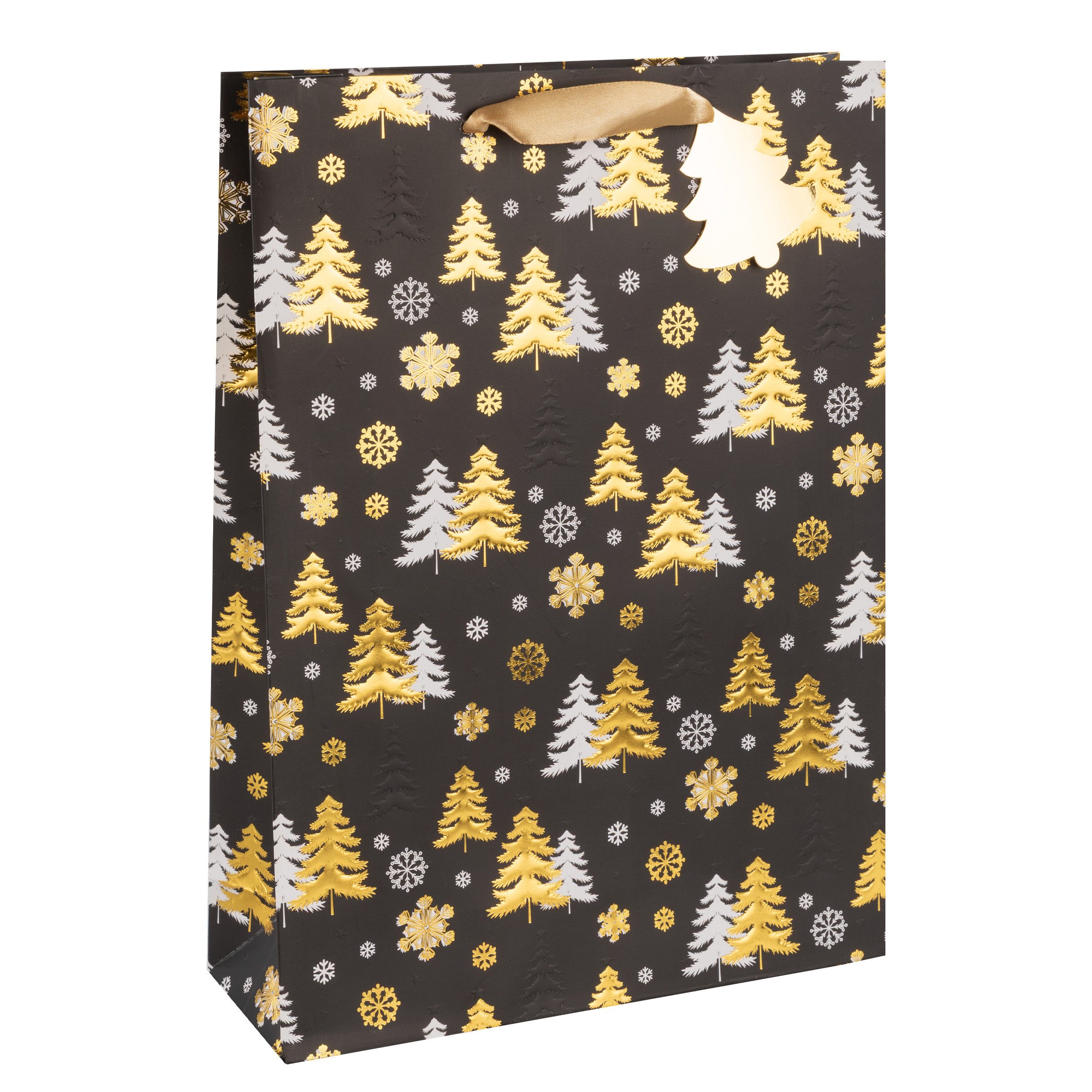 Idena Tragetasche Idena Geschenktasche Weihnachten Tannenbaum 25x35x8,5cm 210g/m²