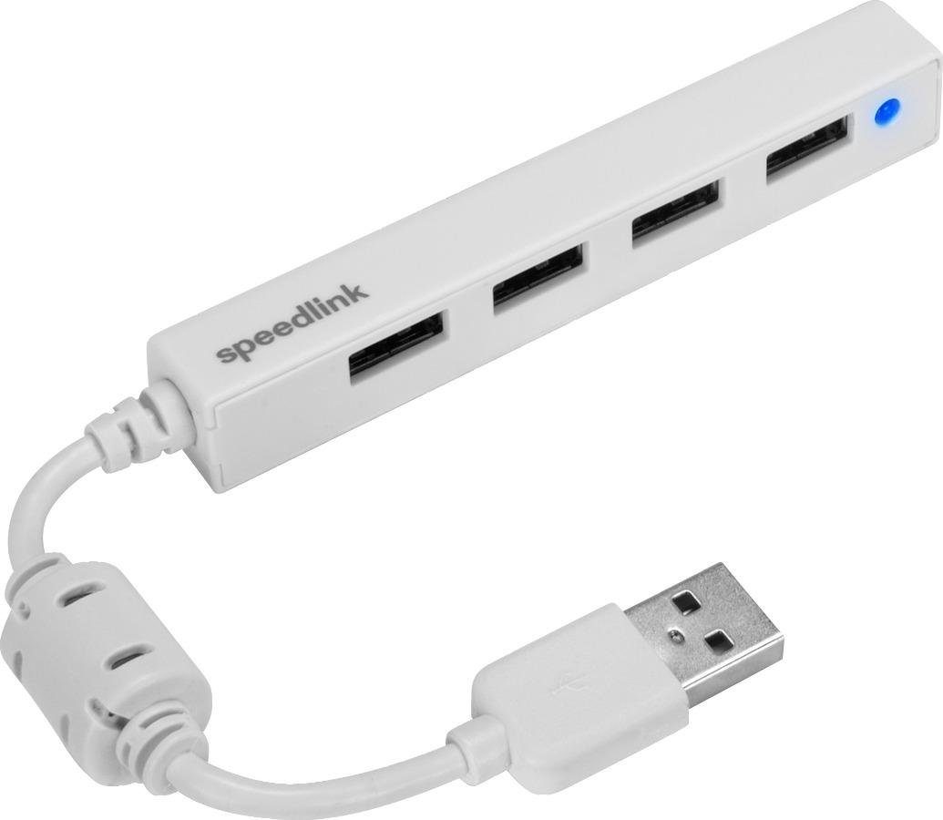 Speedlink USB-Verteiler SPEEDLINK SNAPPY SLIM USB Hub, 4-Port, USB 2.0, Passive, White, kompaktes schlankes Design