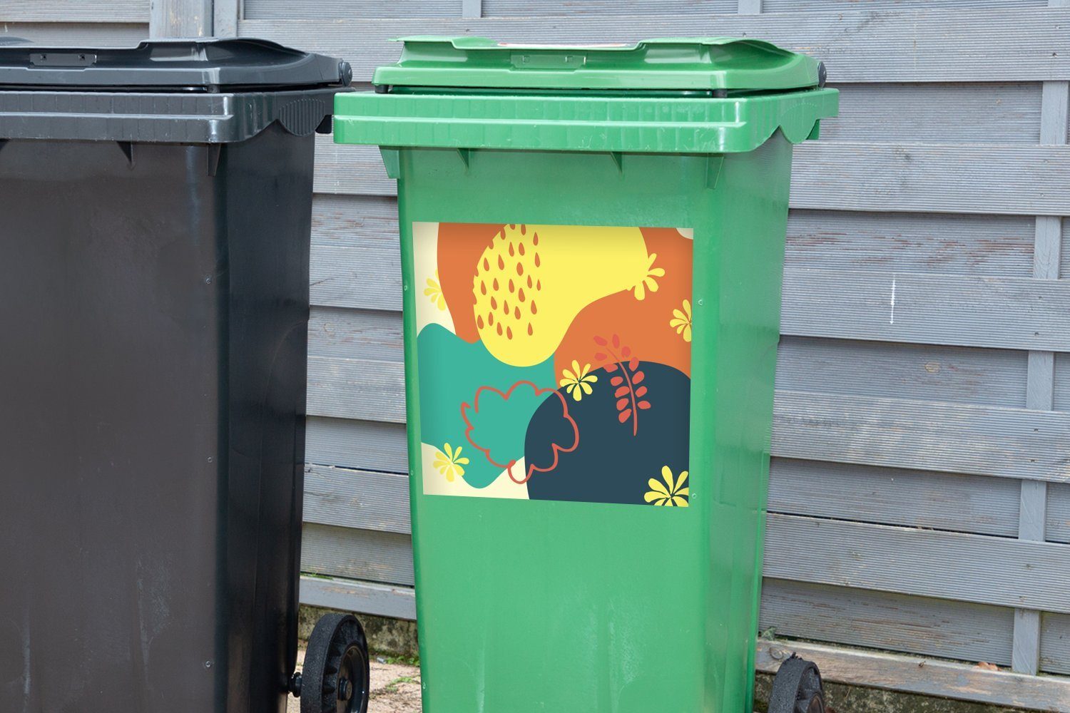 (1 - Container, - Sommer Abstrakt MuchoWow Mülleimer-aufkleber, St), Sticker, Mülltonne, Wandsticker Abfalbehälter Flecken