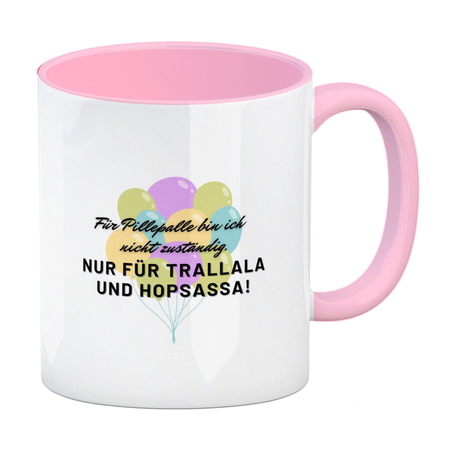 Tasse Pillepalle Kaffeebecher in rosa mit Ballons und Spruch