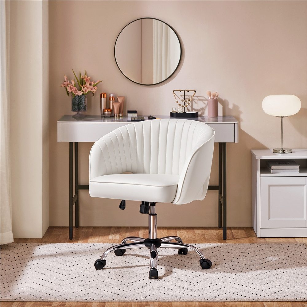 Yaheetech Drehstuhl Höhenverstellbarer Polsterstuhl mit Schaukelfunktion, Bürosessel 360° Drehbar für Zuhause/Büro – Bild 3 von 5