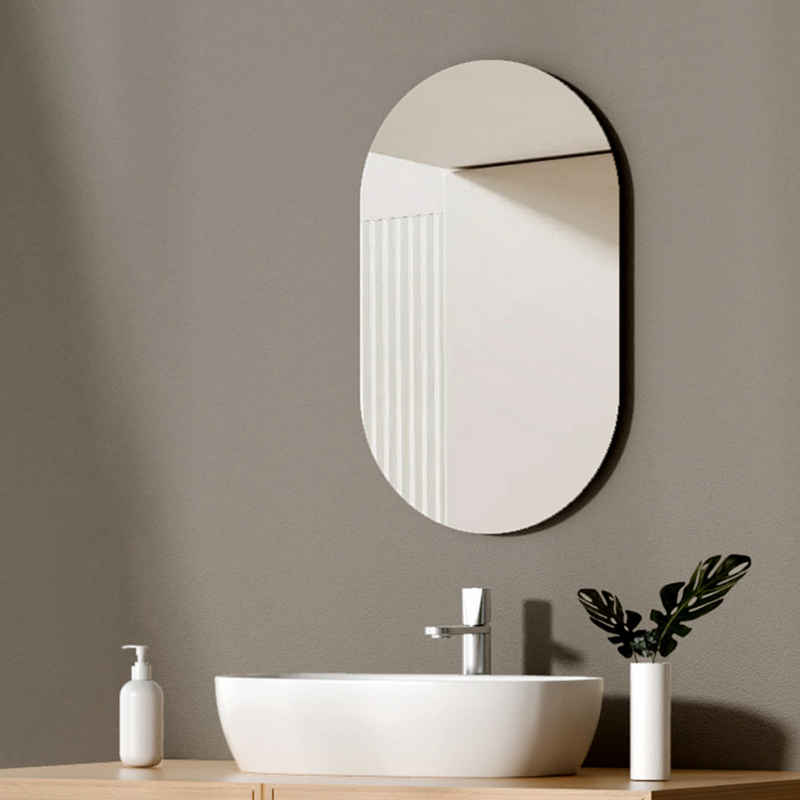 EMKE Badspiegel Ovaler Badezimmerspiegel Wandspiegel, Vertikal Horizontal möglich,Badezimmer Garderobe Flur