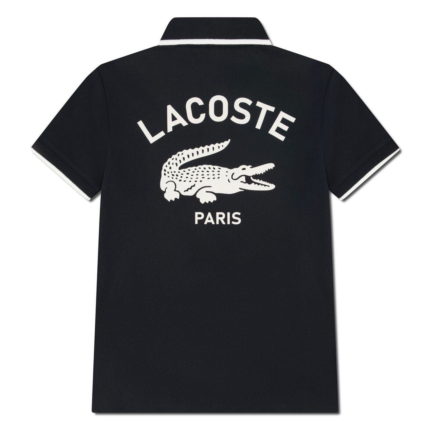 Lacoste Poloshirt Lacoste Jungen-Poloshirt Petit Piqué mit gestreiftem Kragen – Schwarz