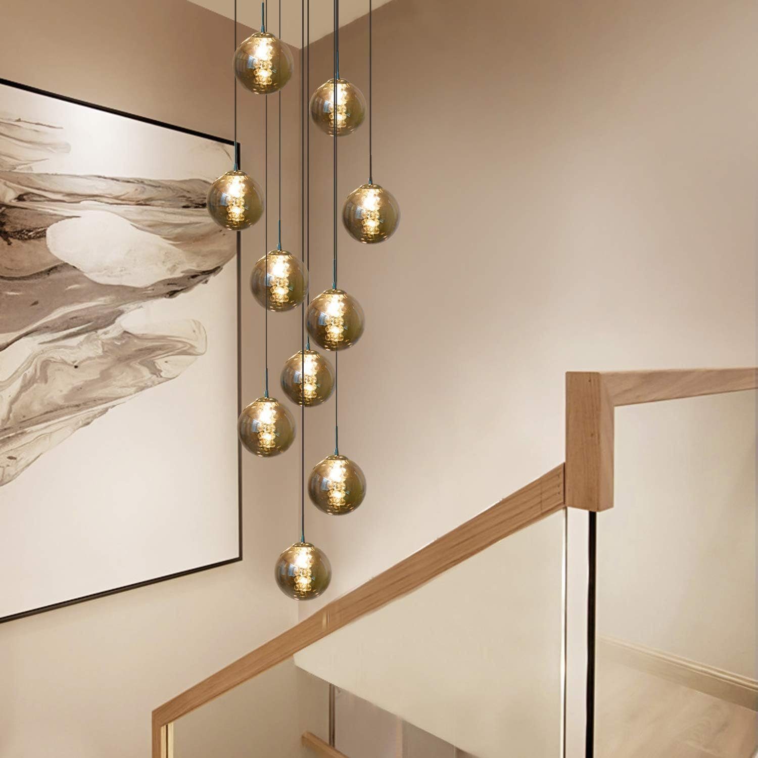 Nettlife Pendelleuchte G9 Pendelleuchte 3-flammig Bernstein/Grau Glas, Höhe günstig online kaufen