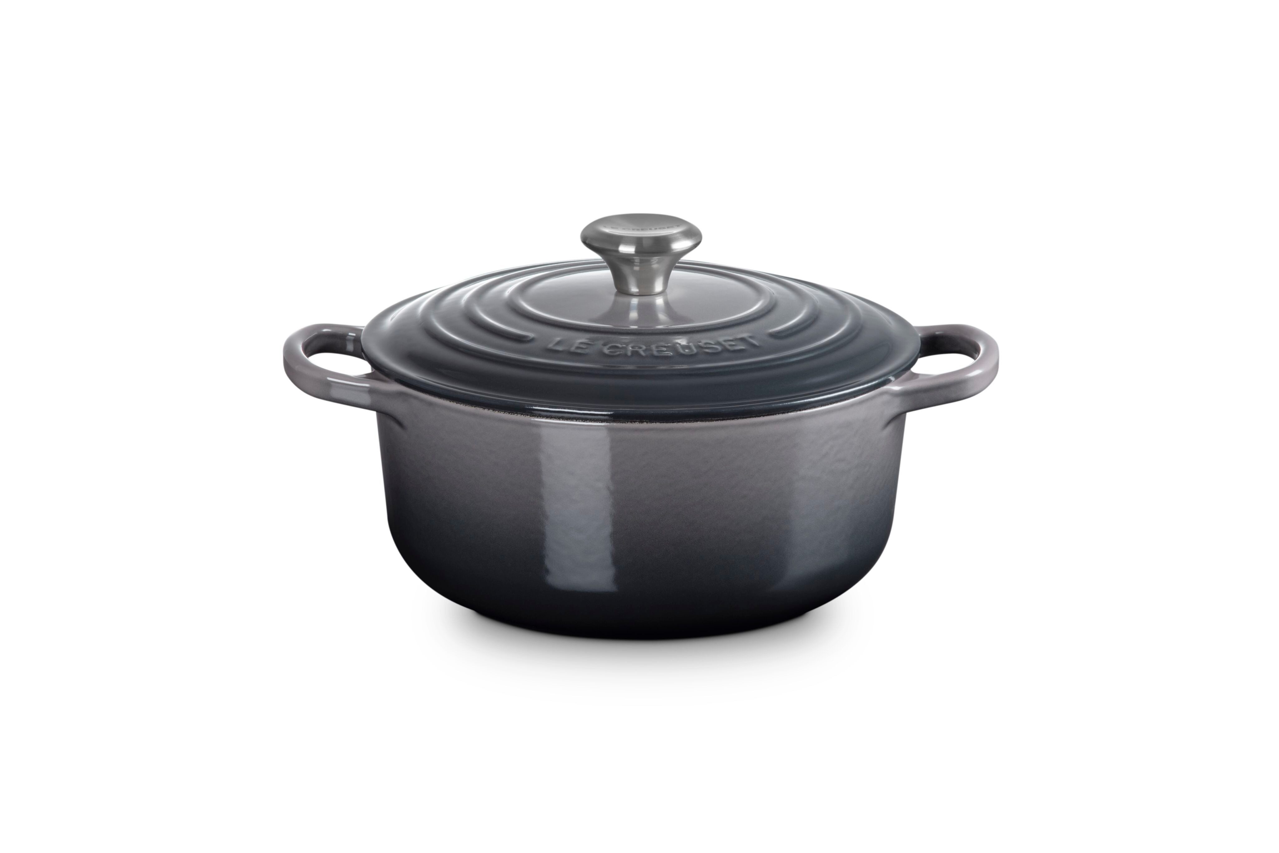LE CREUSET Bräter Signature Gusseisen-Bräter, Gusseisen, Rund, Ø 20 cm, 2,4 l, 3,09 kg, Flint, 21177204442430