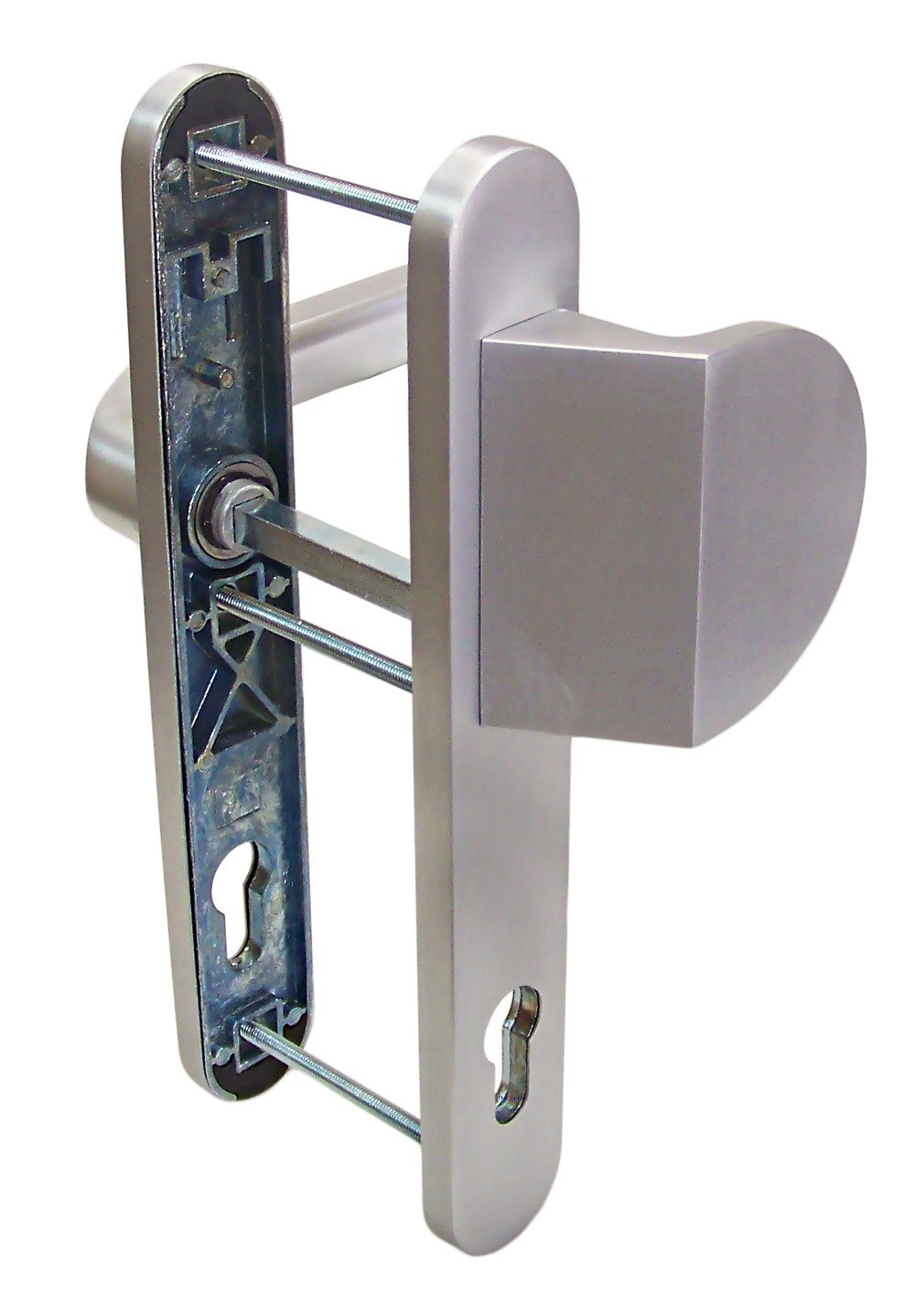 Häusler Onlinehandel GmbH Türbeschlag Schmalrahmen Türbeschlag SRG 1616 Alu F1 PZ 92mm Kn/Dr, mitgelieferte Aufschiebhülse bei 10 mm Vierkant-Schlösser verwendbar