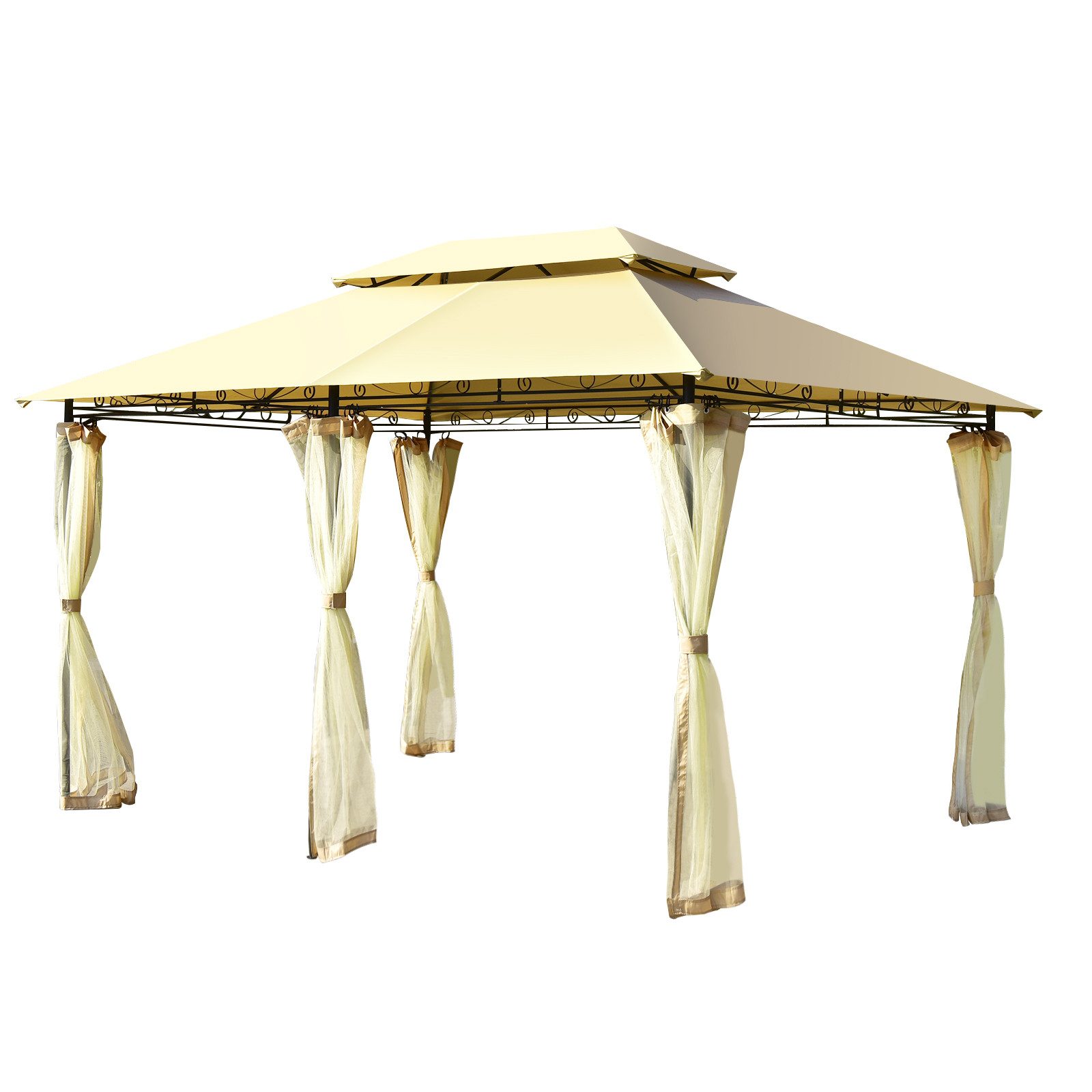 COSTWAY Pavillon 3 x 4m, mit abnehmbaren 4 Seitenwänden