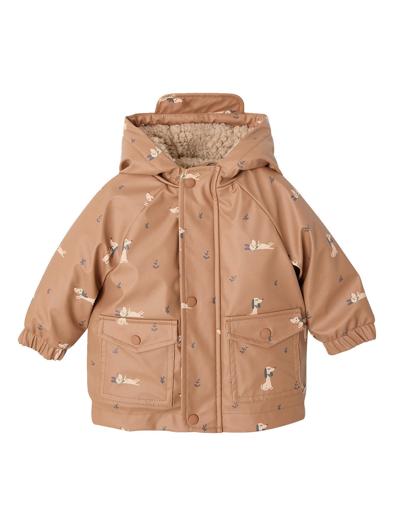 vertbaudet Regenjacke Baby Regenjacke mit Kapuze und Teddyfleece-Futter