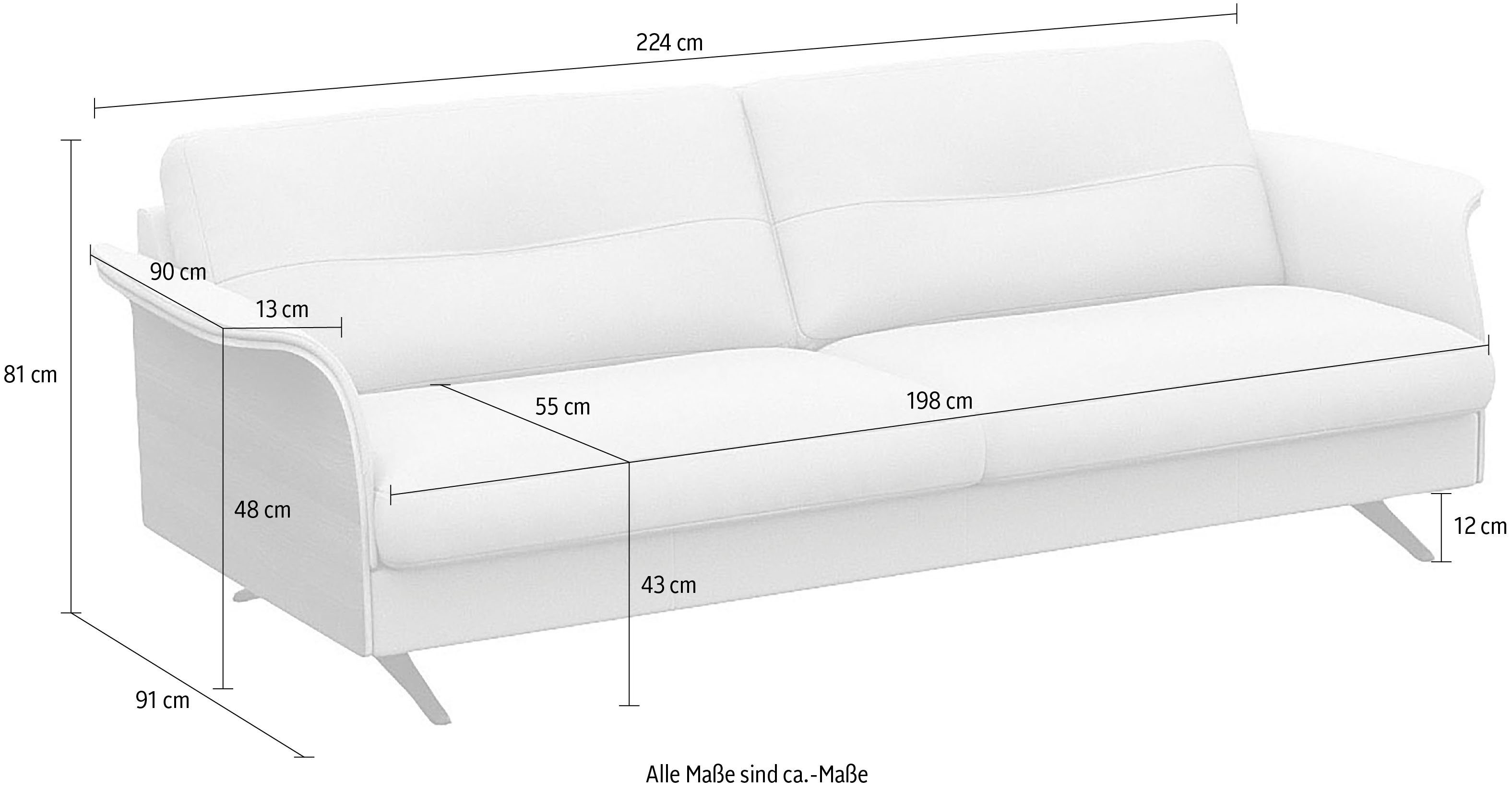 FLEXLUX Premium-Sitz: Fuß & 3-Sitzer Federkern, Walnuss, Arml. Alu Glow, Kaltschaum